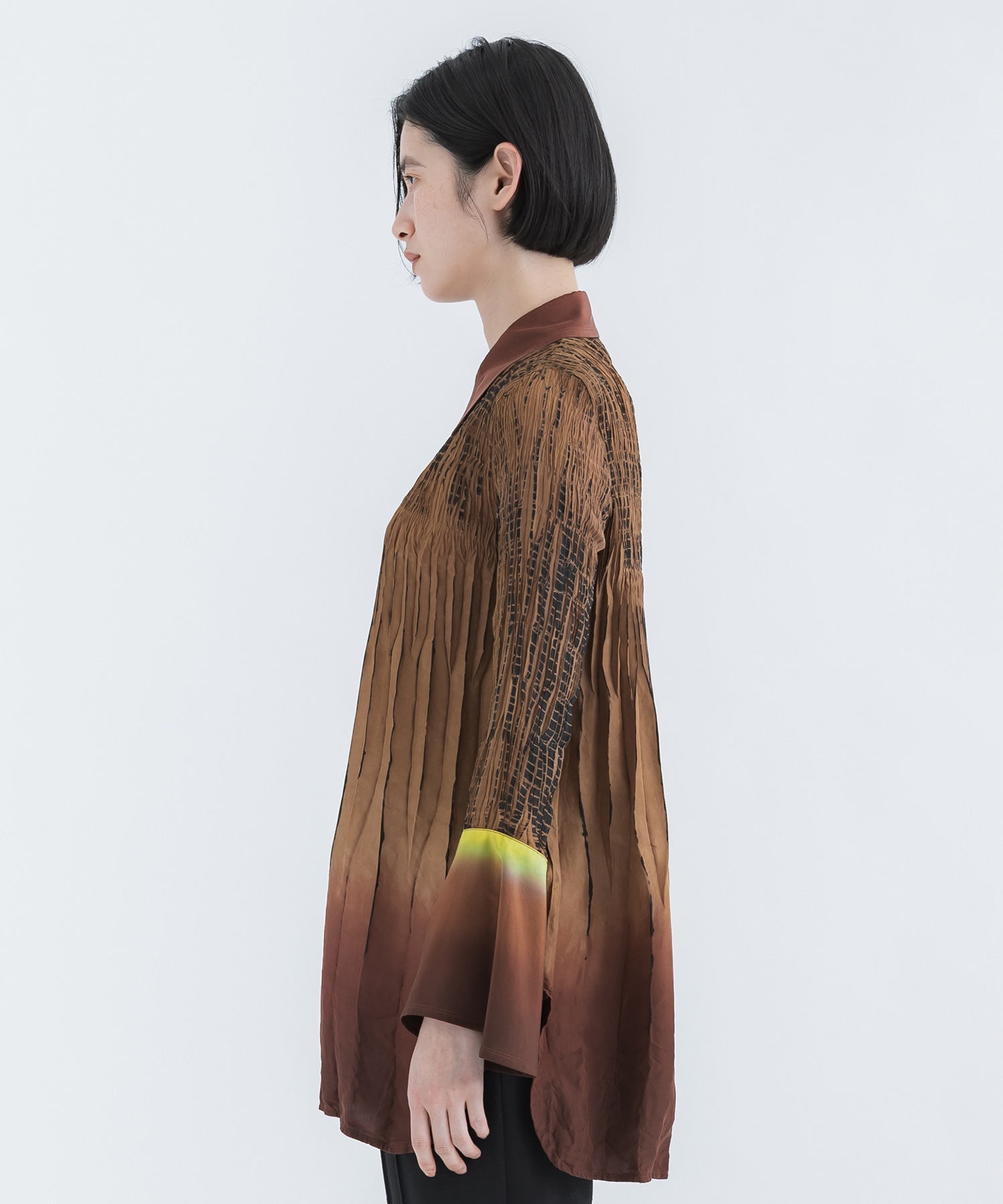 Arimatsu Shibori Ombre Dyed Silk Shirt Mame Kurogouchi