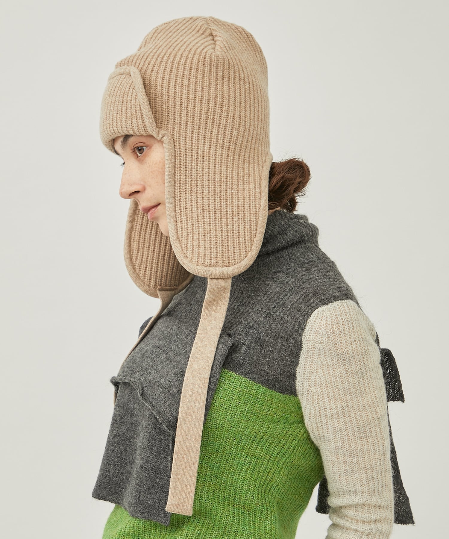 ear cover knit cap FUMIE=TANAKA