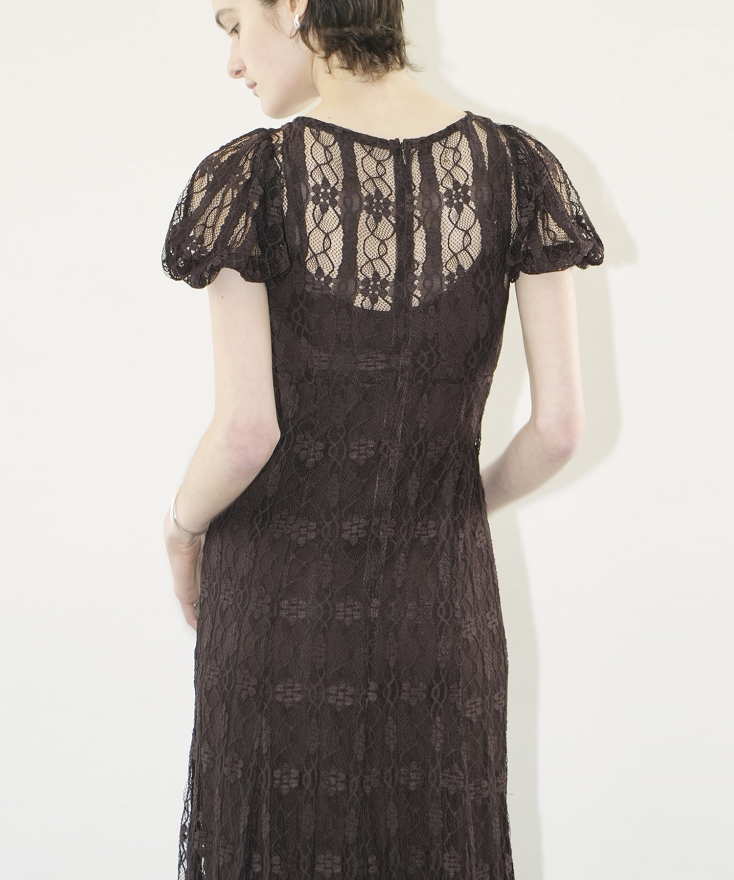 LACE MINI PUFF SLEEVE ONEPIECE CLANE