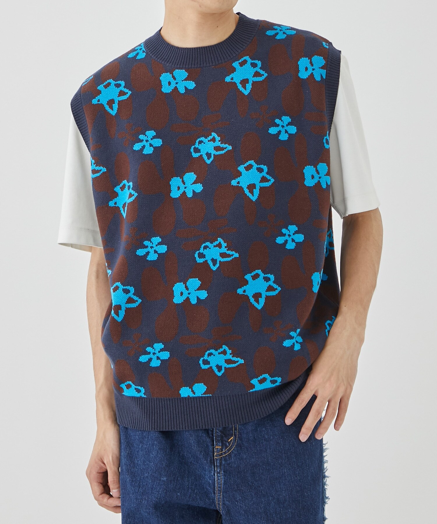 Flower camo knit  vest