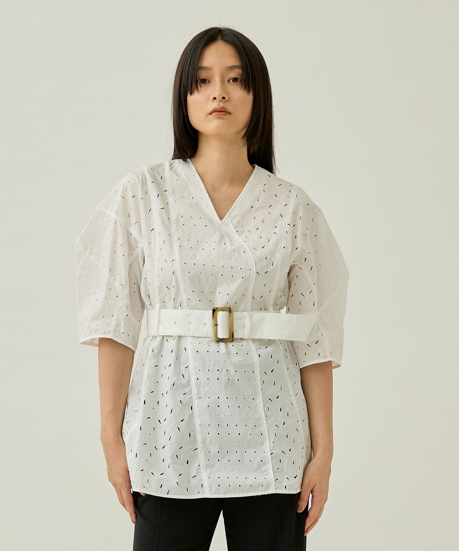 Scar lace belted pullover WH