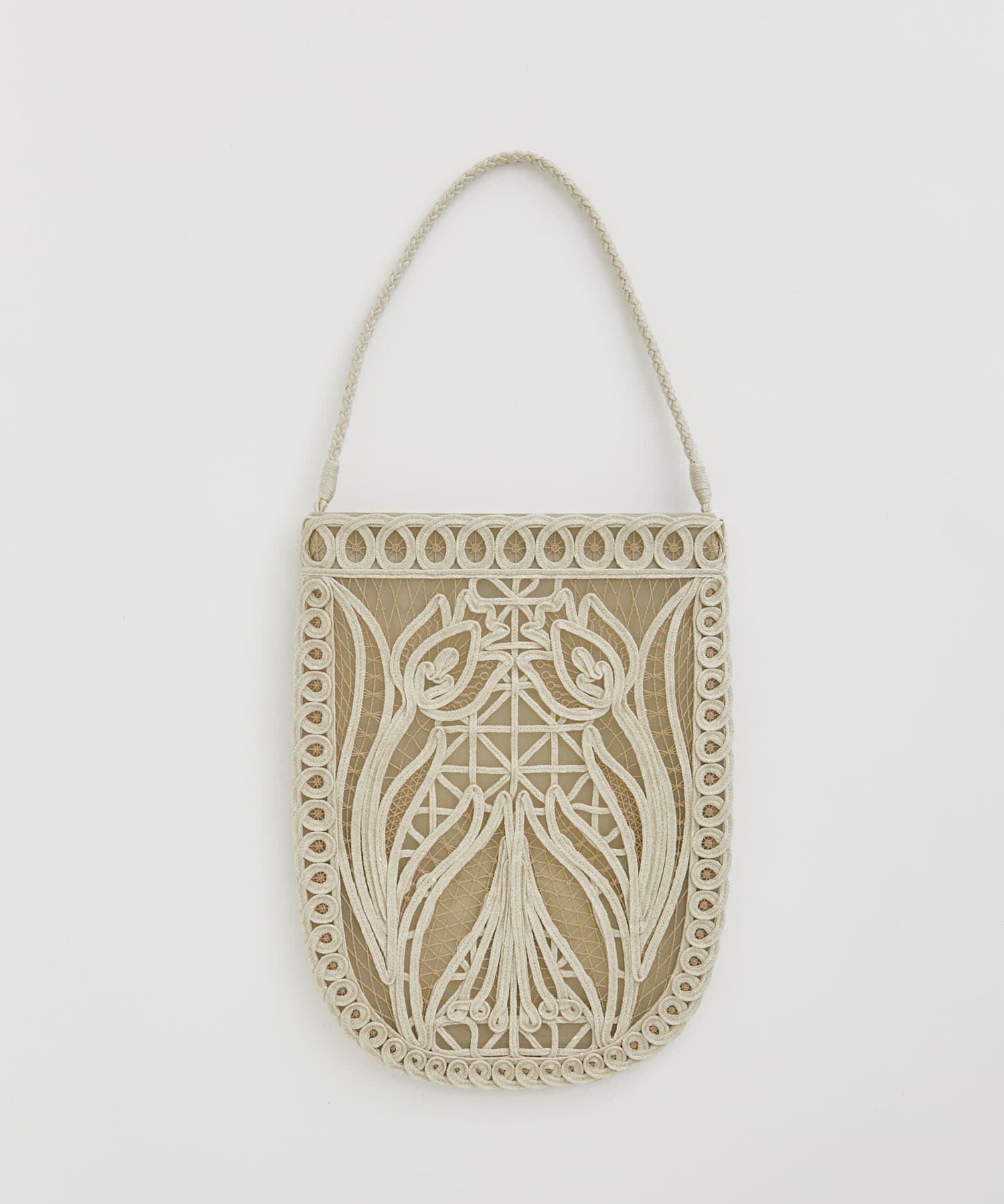 Cording Embroidery Round Tote Bag
