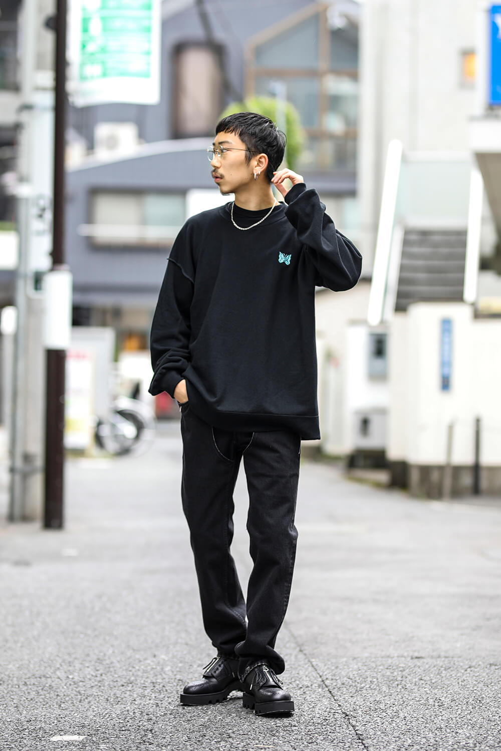 21aw needles 別注 papillon sweat BLACK Ｓ - ファッション