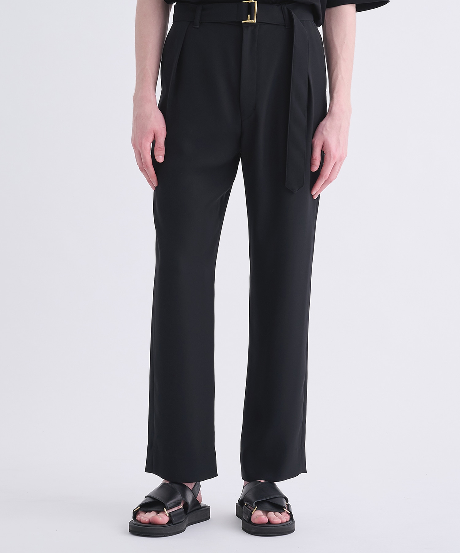 Dry Double Satin 1Tuck Pant with Long Belt CULLNI