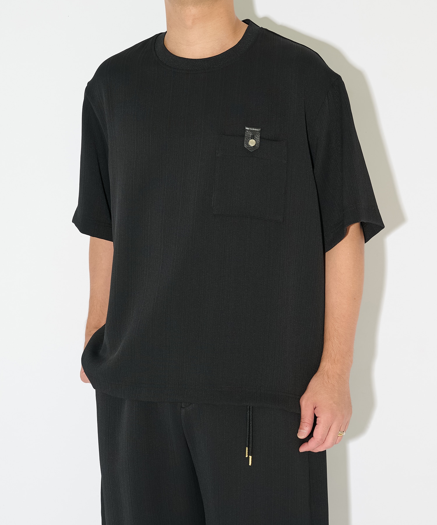 別注 Cord pique Leather Patch Short Sleeve Pullover CULLNI