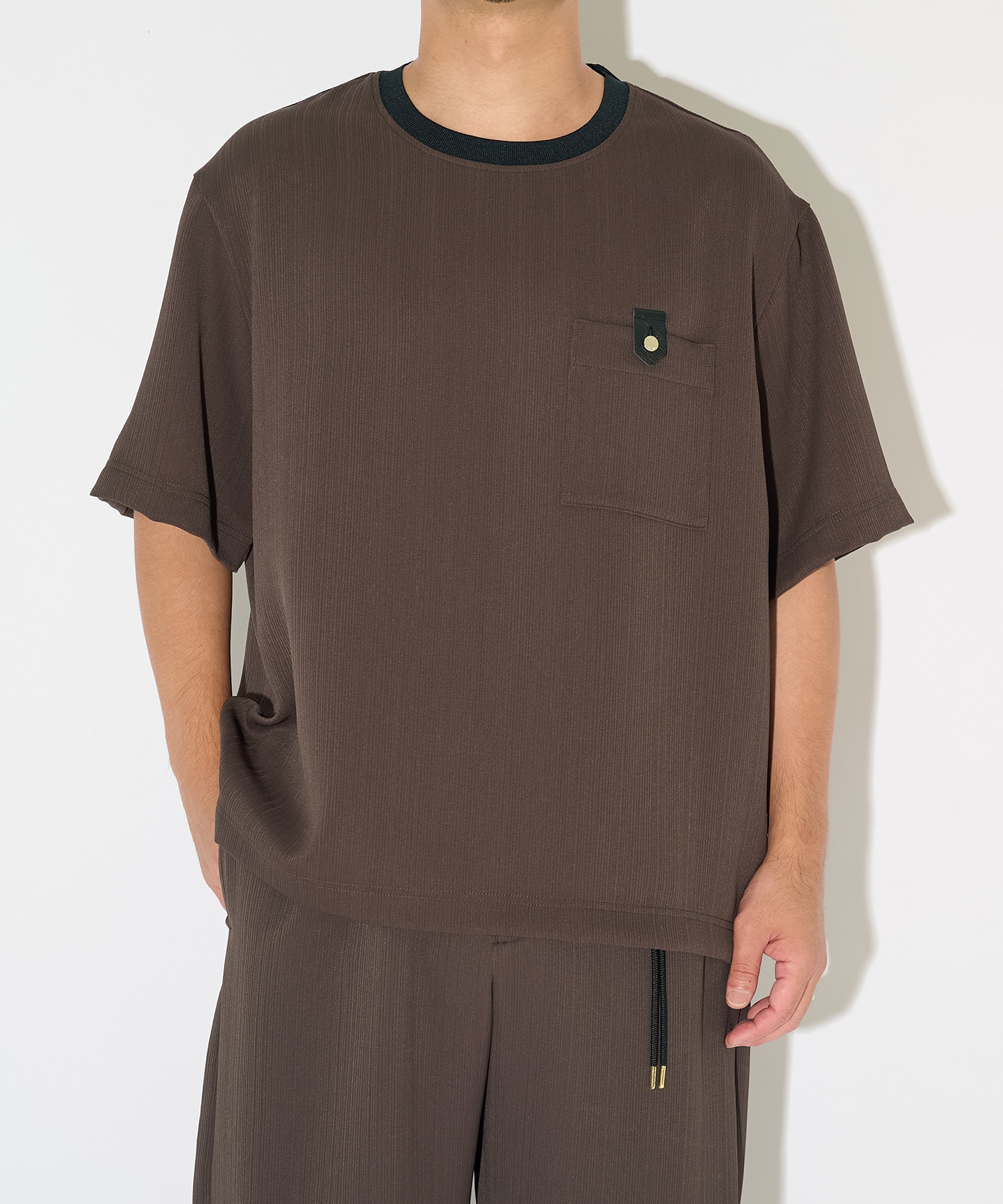 別注 Cord pique Leather Patch Short Sleeve Pullover CULLNI