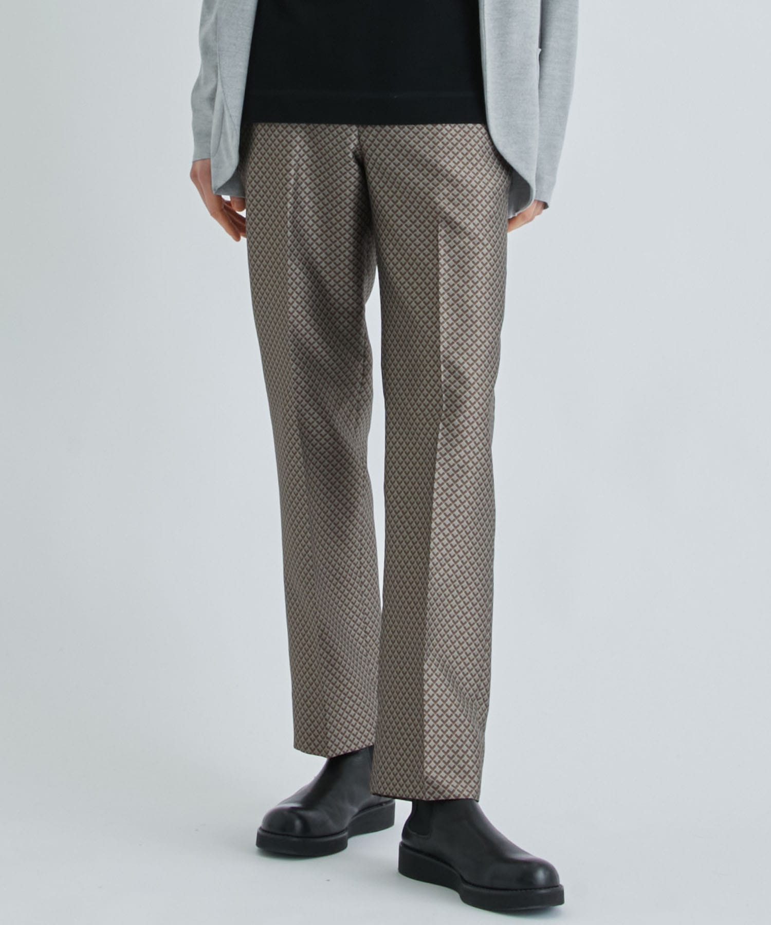 CRAVATE JACQUARD STRAIGHT PANTS-