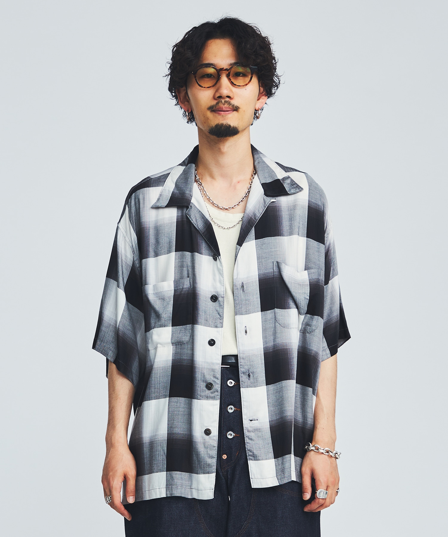 SUGARHILL 20SS OMBRE ROUND FRONT SHIRTライトブルー×ピンク