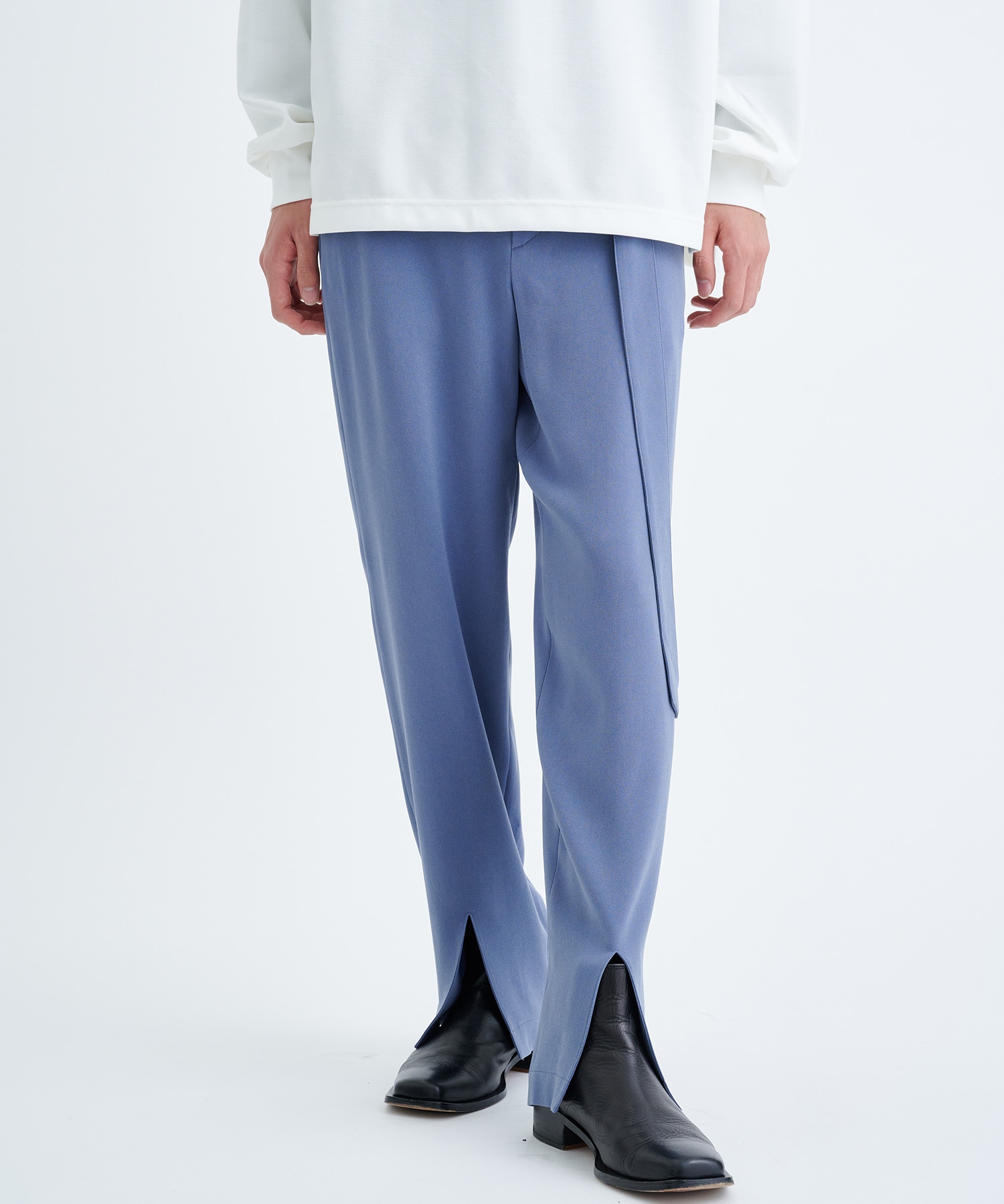 BELTED CENTER SLIT SLACKS(1 BLUE): CULLNI: MENS｜ STUDIOUS ONLINE