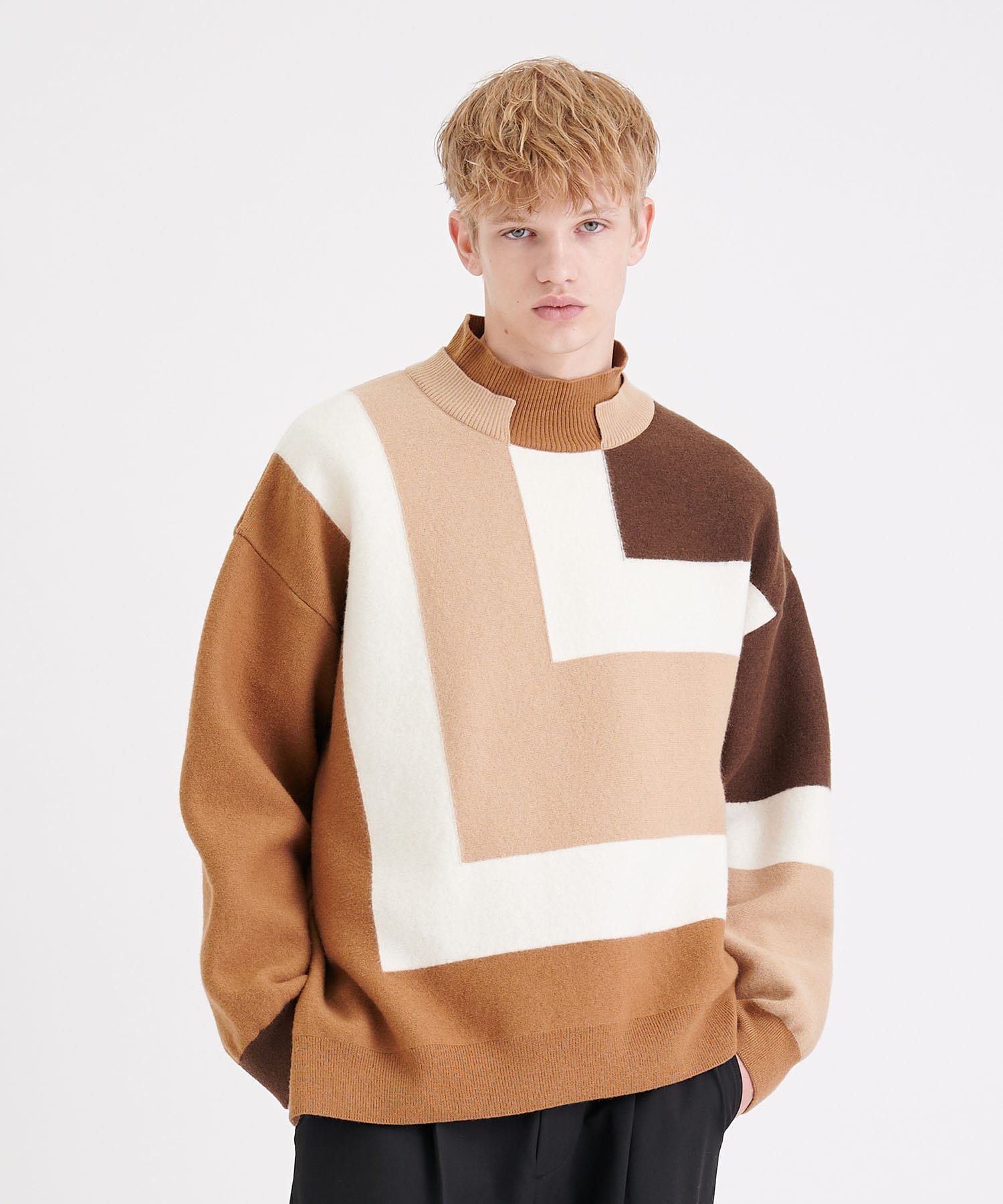 高級素材使用ブランド CULLNI COLOR BLOCK TURTLE KNIT - トップス