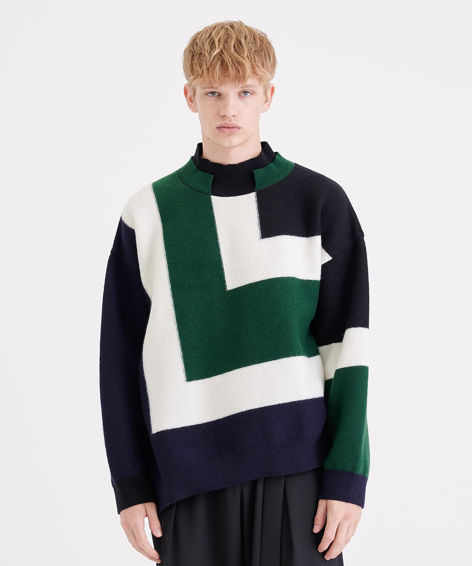 別注>3COLOR BLOCK TURTLE NECK KNIT｜CULLNI