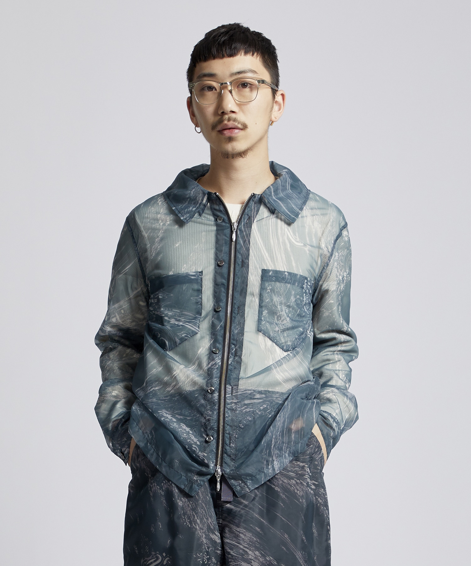 MASU 22aw ZIP-UP MARBLE BANDANA SHIRT smcint.com