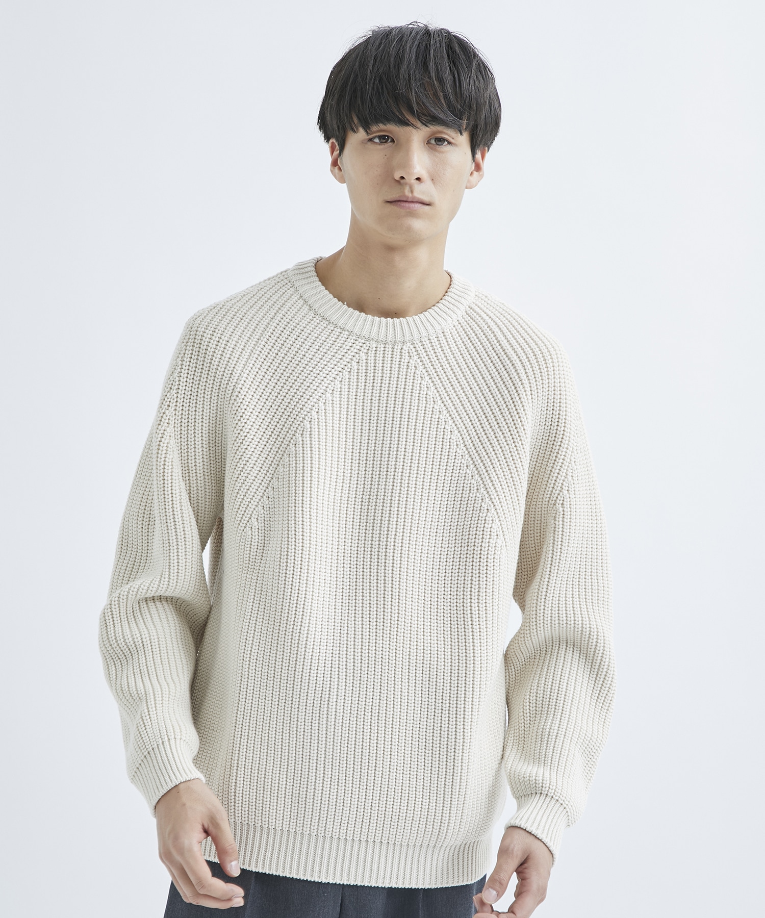 タグと付属品をお付けします22AW BATONER SIGNATURE CREW NECK IVORY