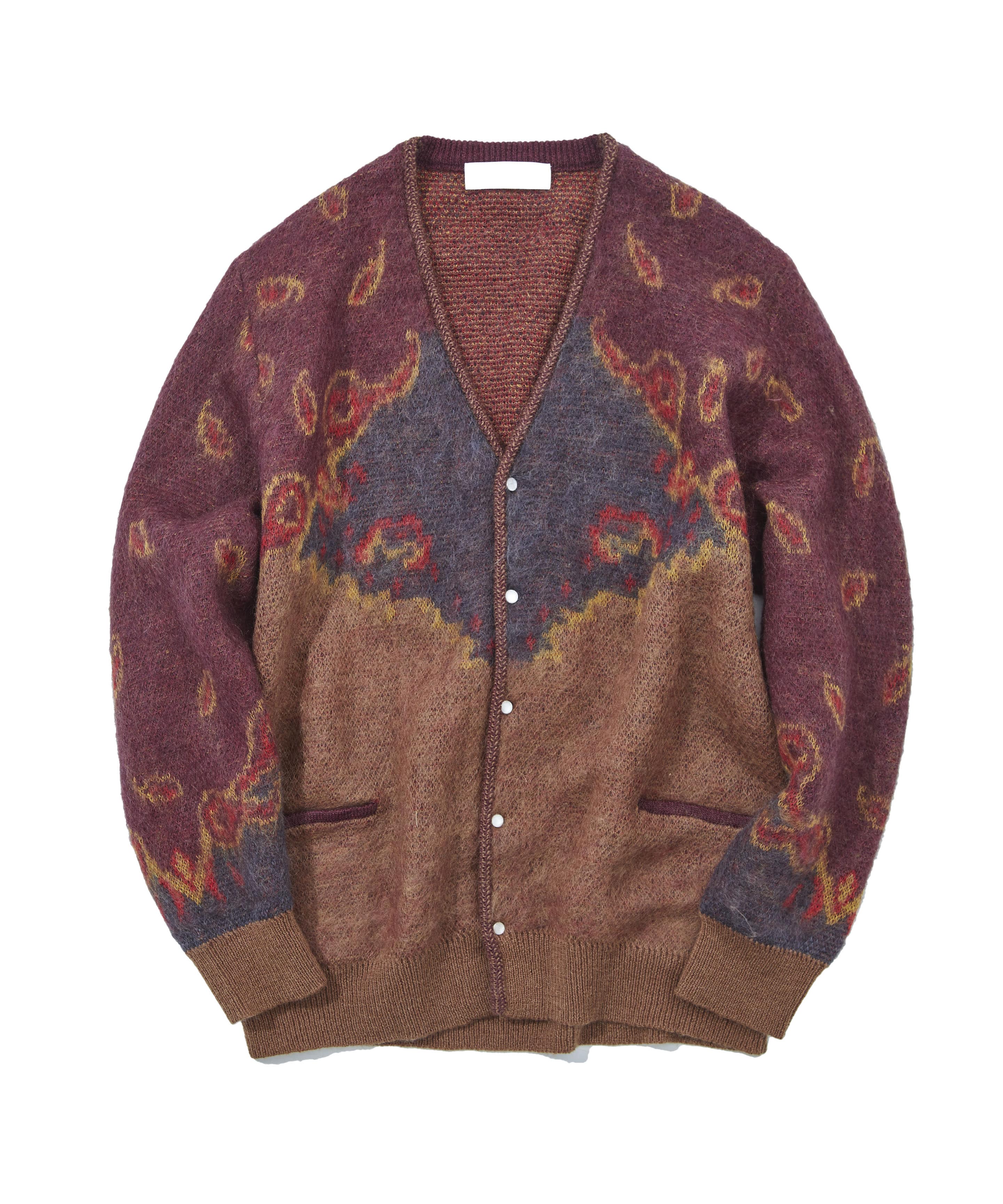 Mohair jacquard knit cardigan