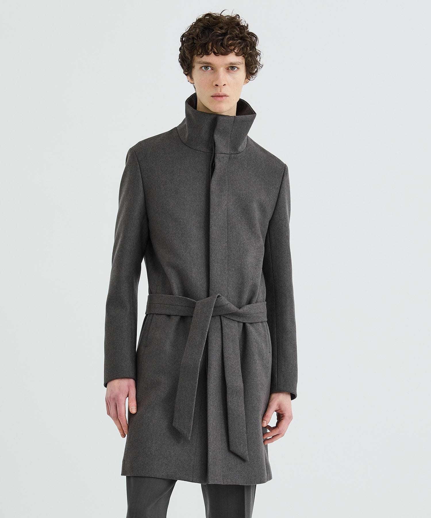 WOOL CASHMERE STAND COLLAR COAT