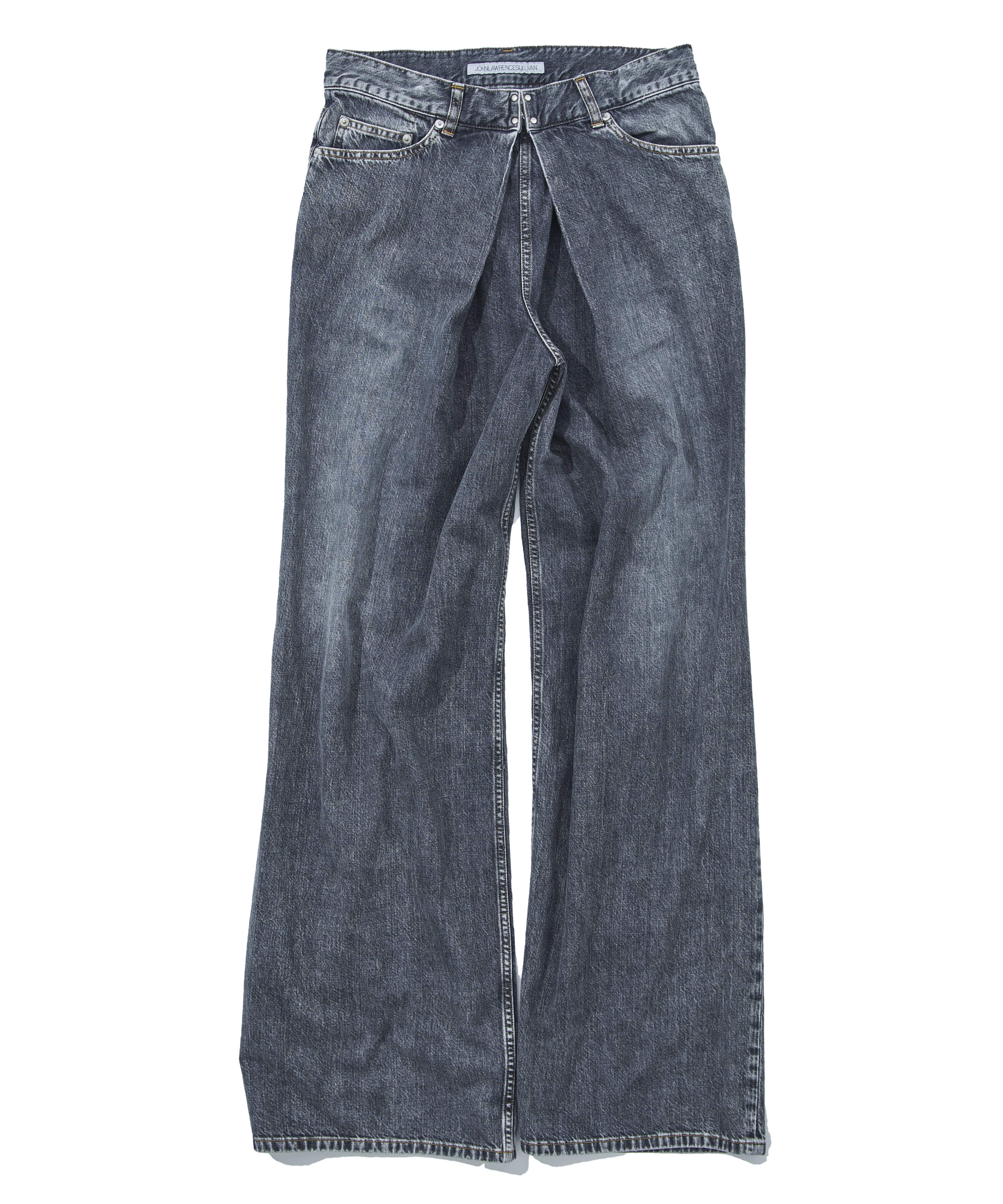 WASHED DENIM WIDE PANTS