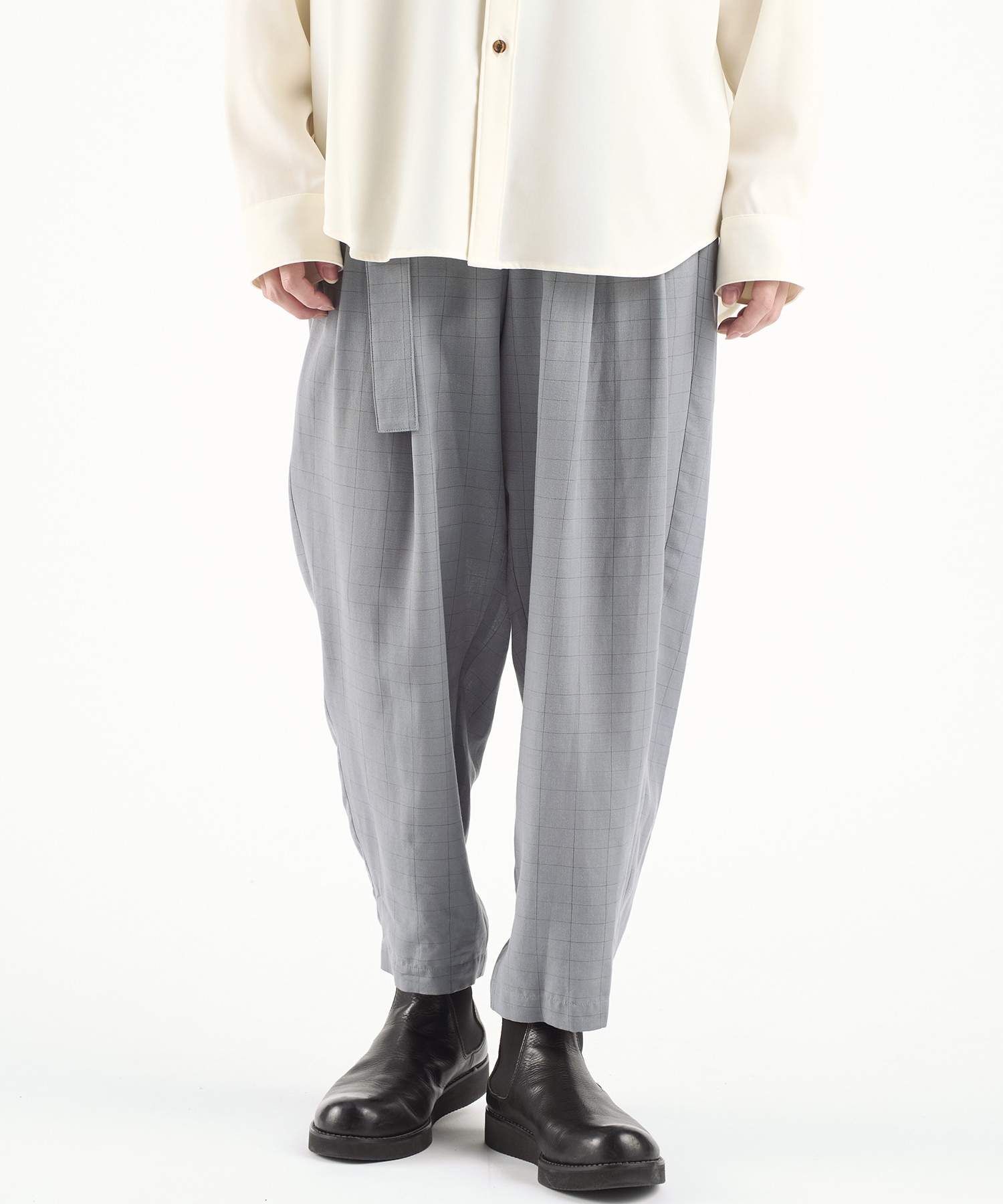 別注〉GRID CHECK BELTED WIDE TAPERED SLACKS｜ATTACHMENT