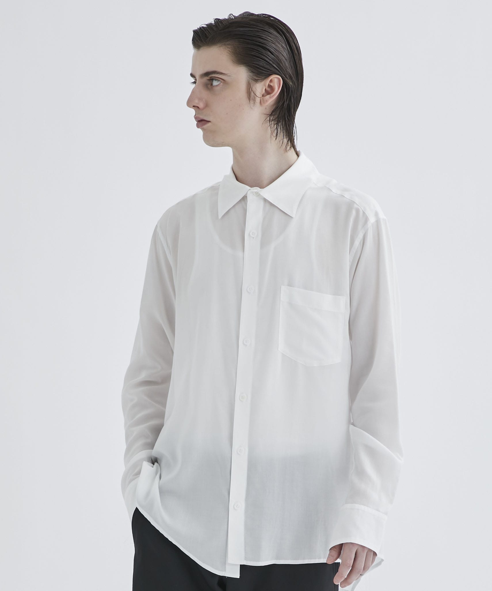 ASYMMETRY STAND COLLAR SHIRT｜sulvam