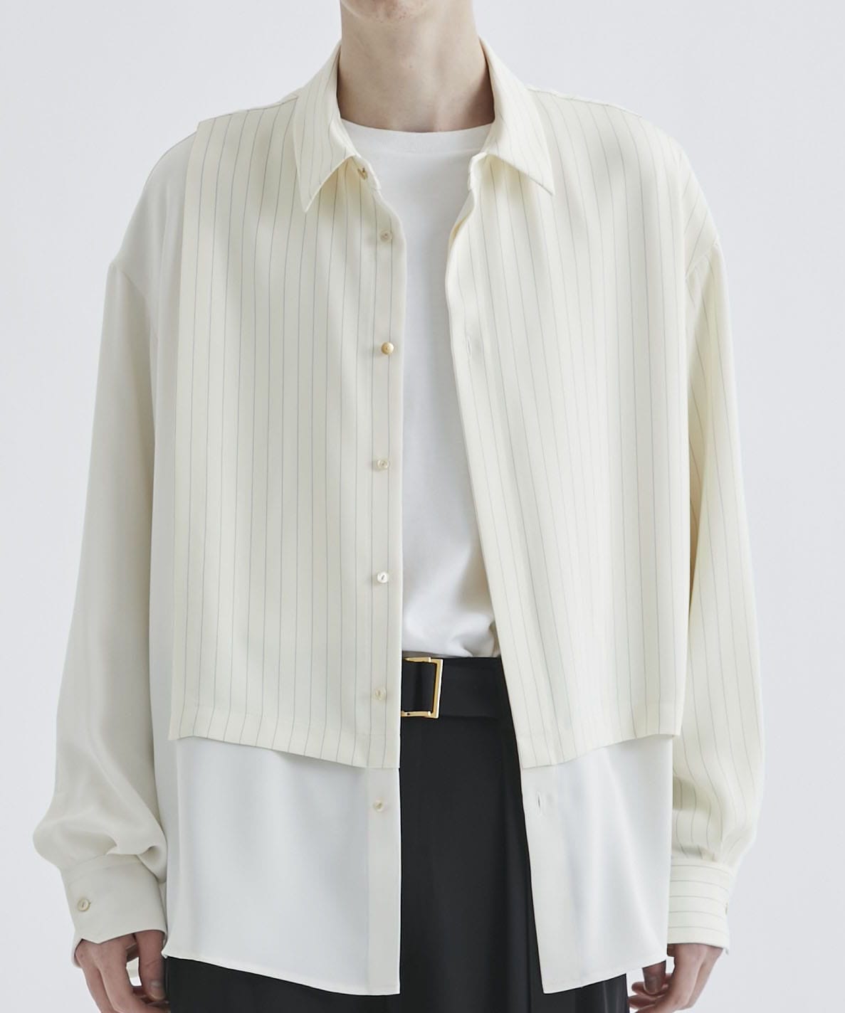 mbl　asymmetry stripe shirt blouson