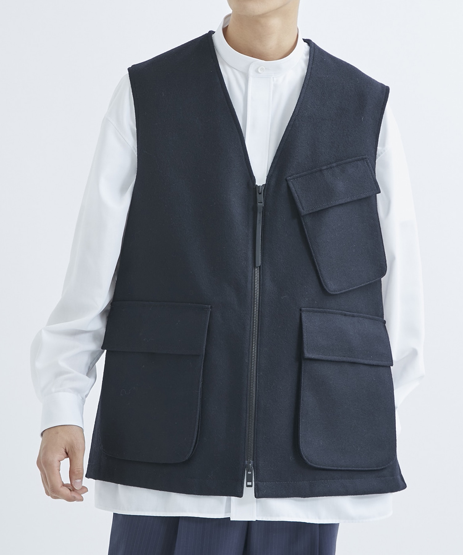 RERACS UTILITY POCKET VEST(FREE NAVY): THE RERACS: MENS｜ STUDIOUS 