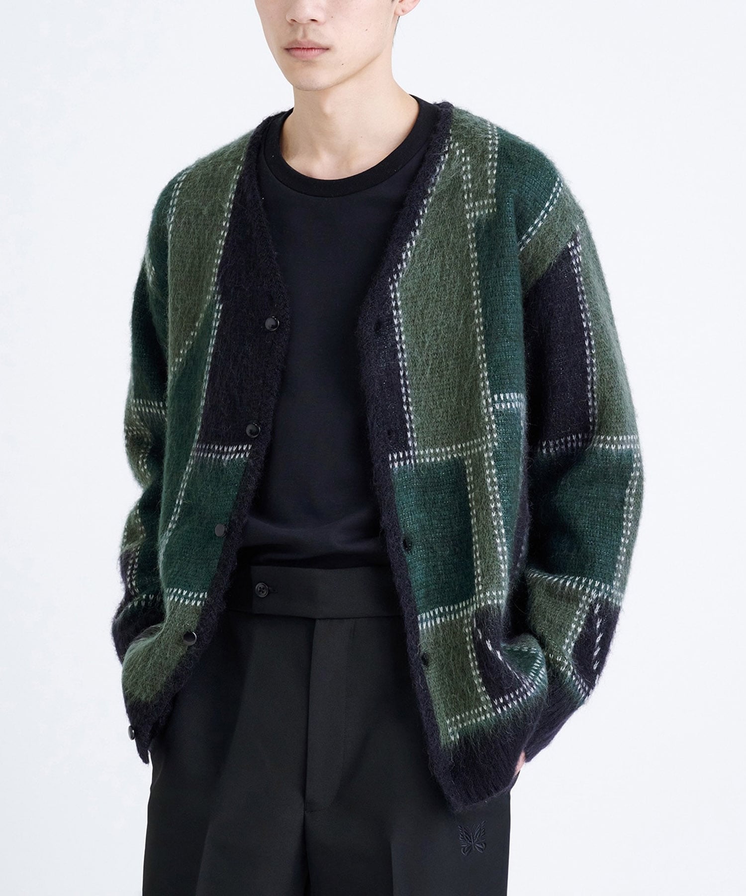 別注〉Mohair Cardigan - Patchwork Motif｜NEEDLES