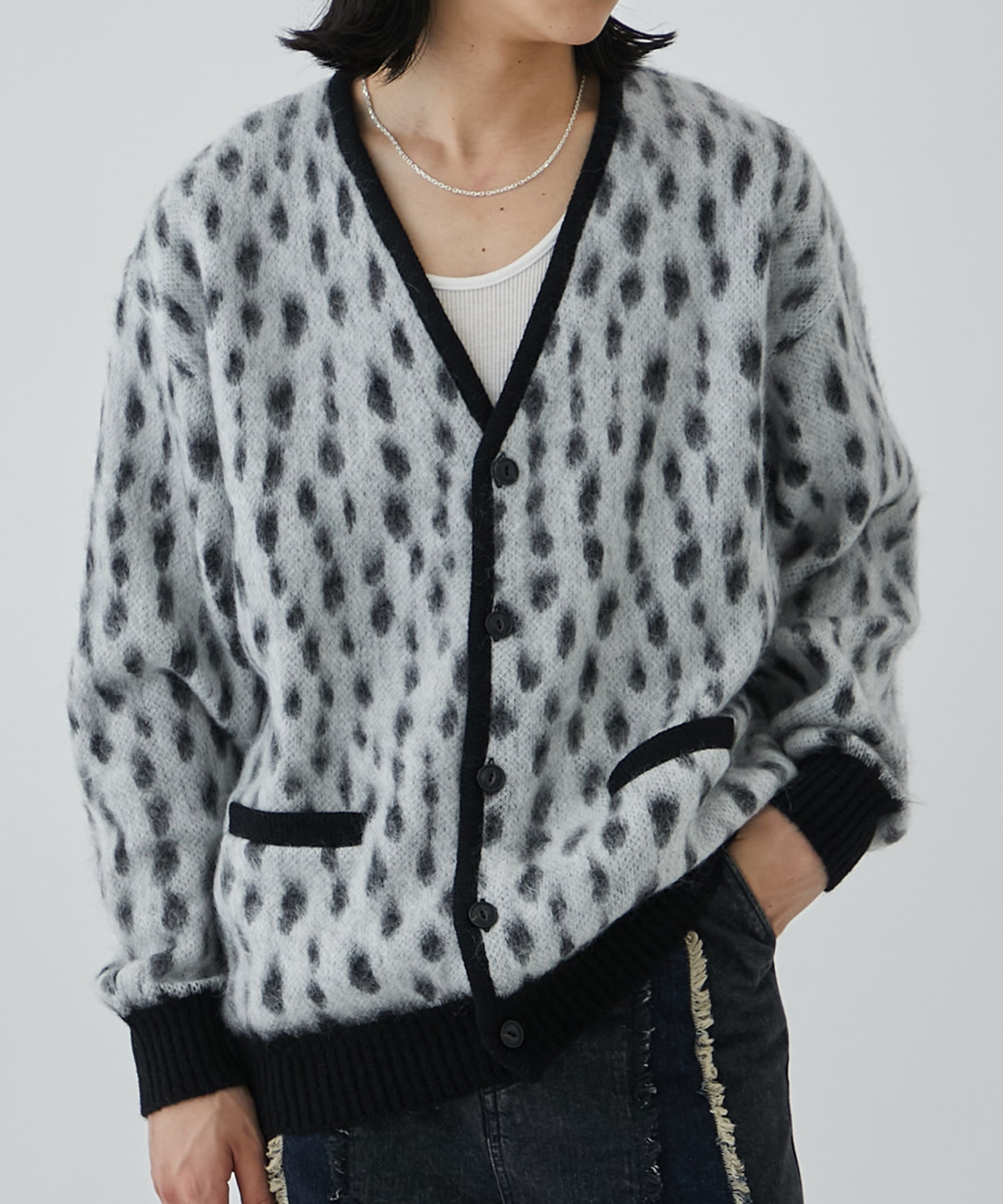 LEOPARD MOHAIR CARDIGAN