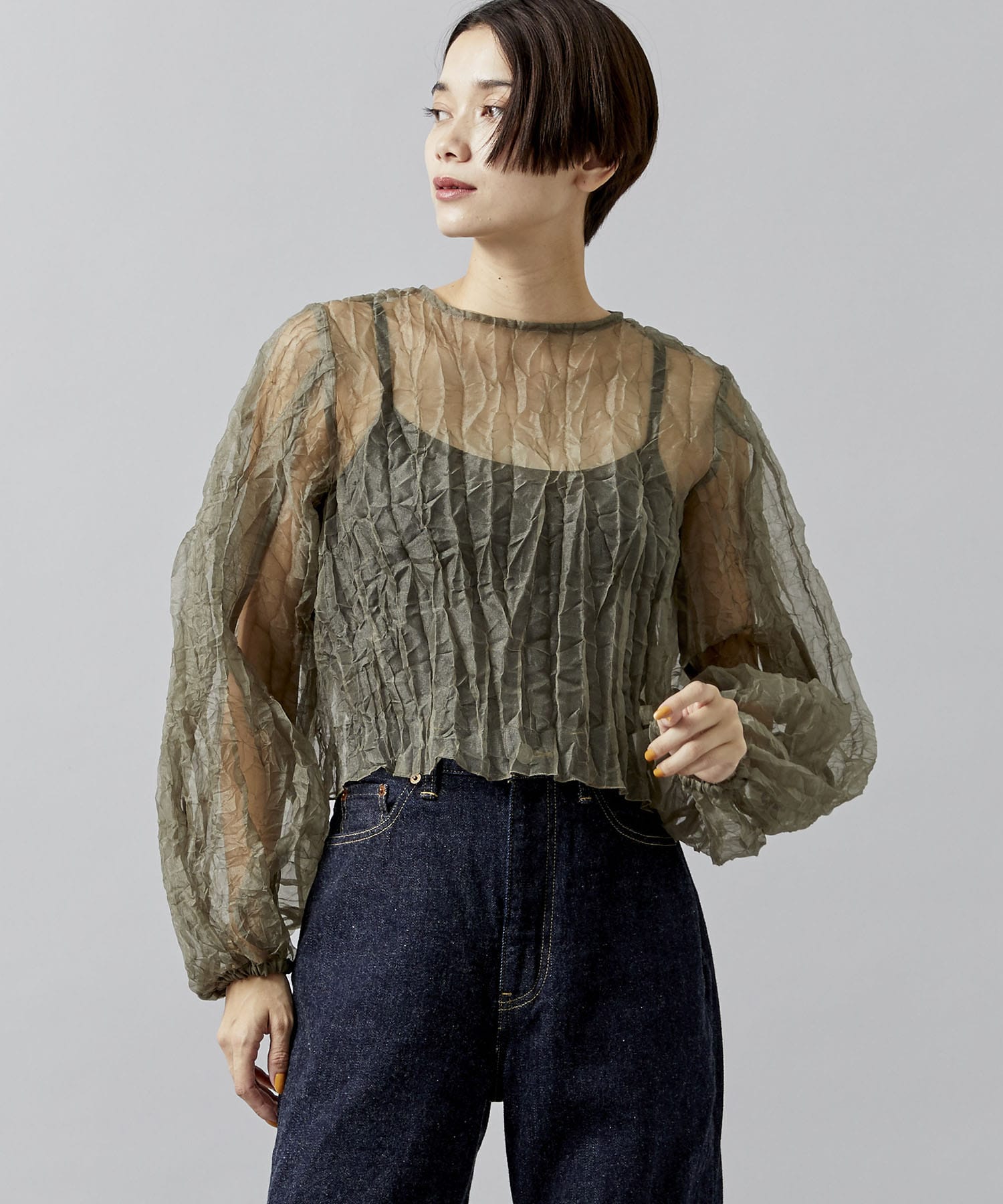 ラインヴァンドLeinwande Recycle Organdy Pleats Top