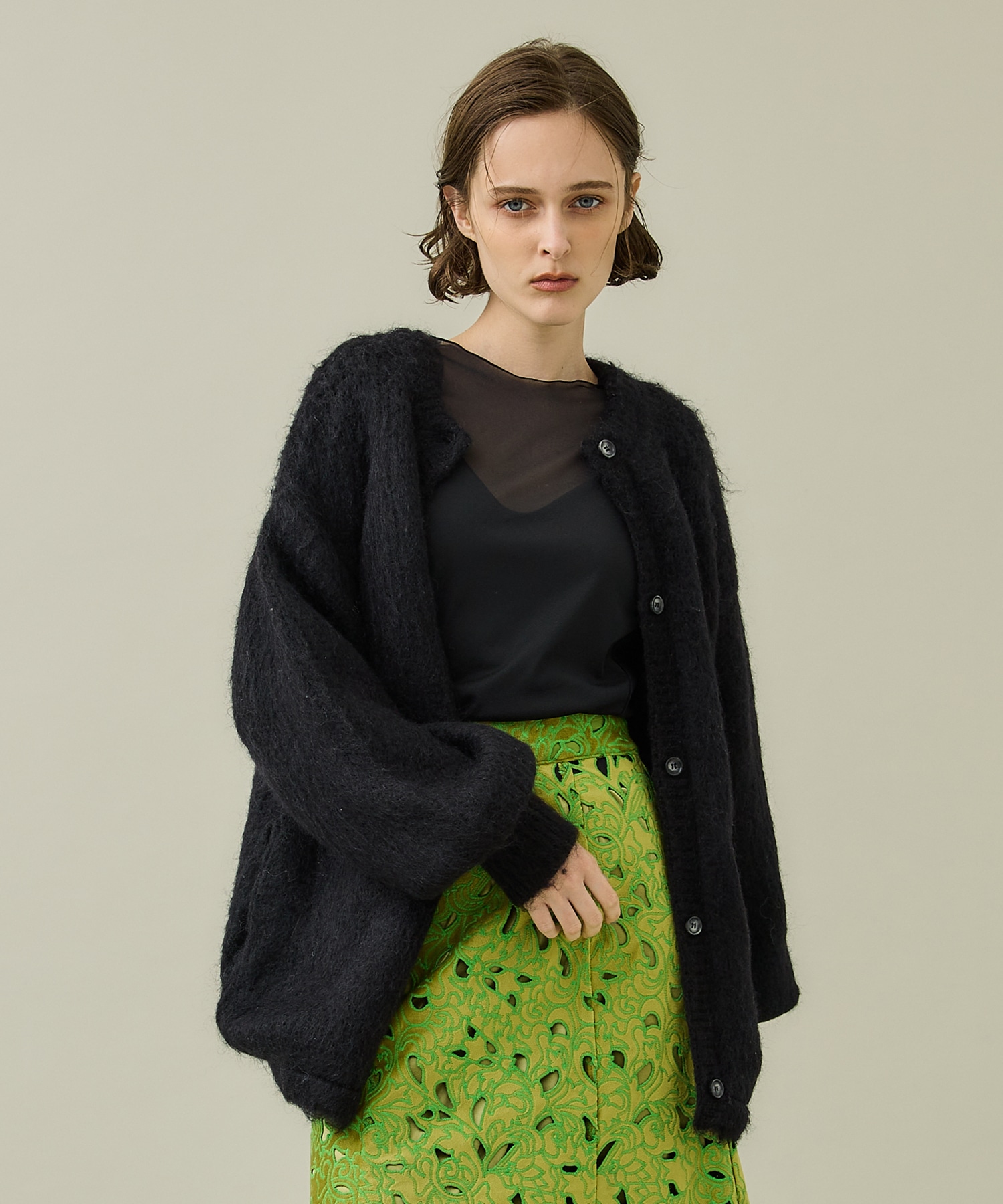 UND 2WAY MOHAIR SHAGGY BIG JACKET＆SKIRT-