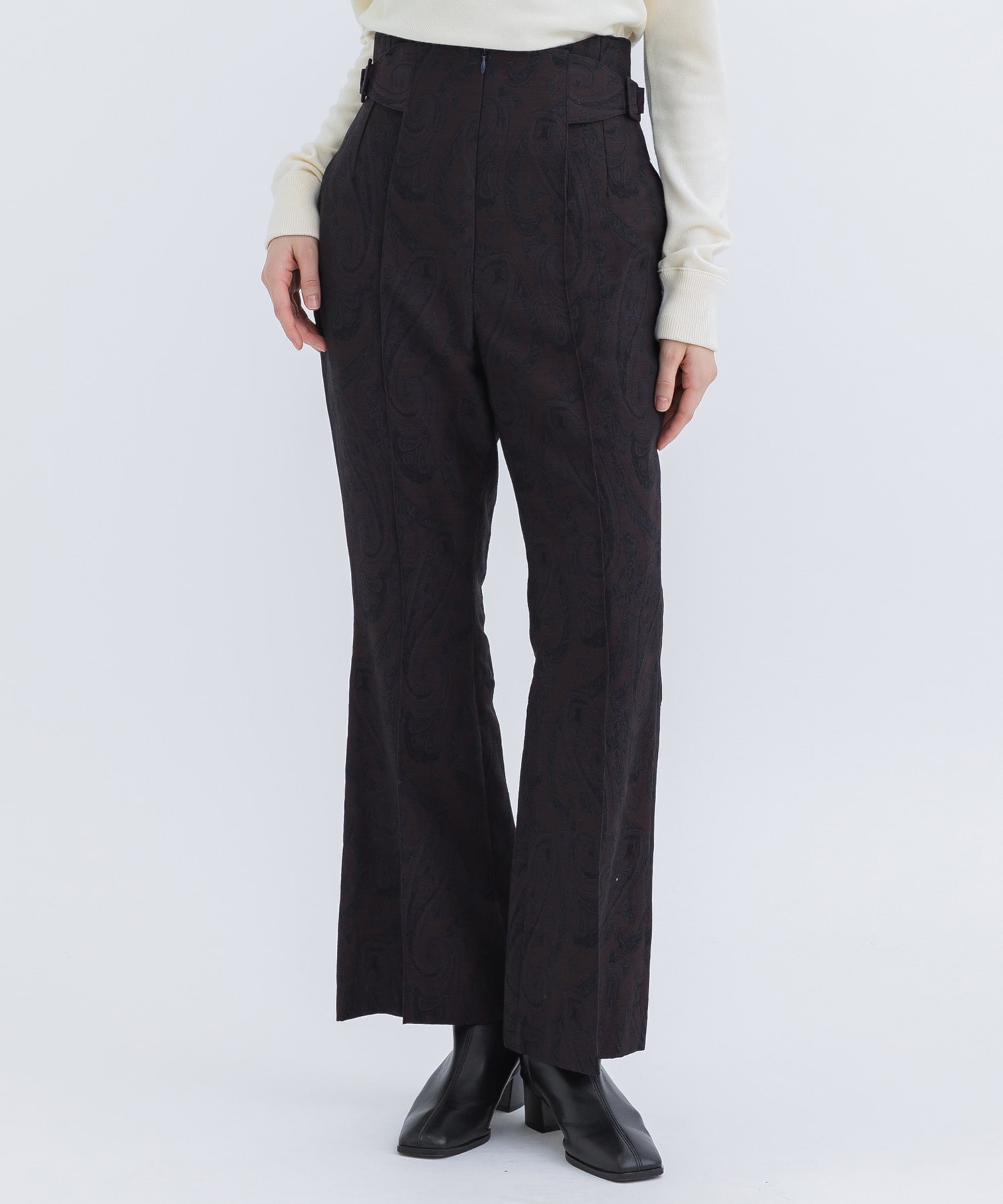 Pintucked trousers-jacqurd(FREE NAVY): AKIKOAOKI: WOMENS 