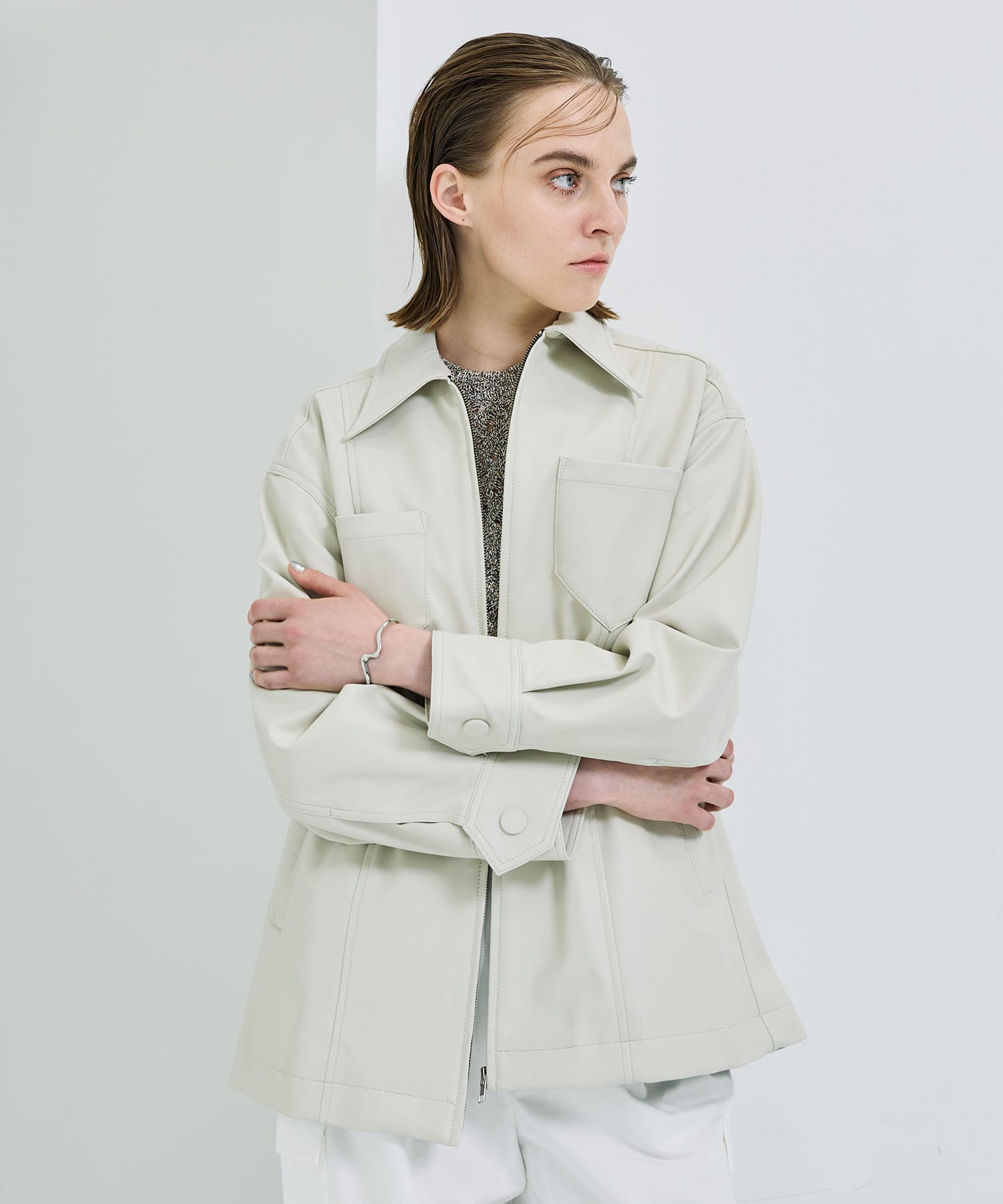 CITY〉ソフトレザーライクブルゾン(1 IVORY): STUDIOUS: WOMENS