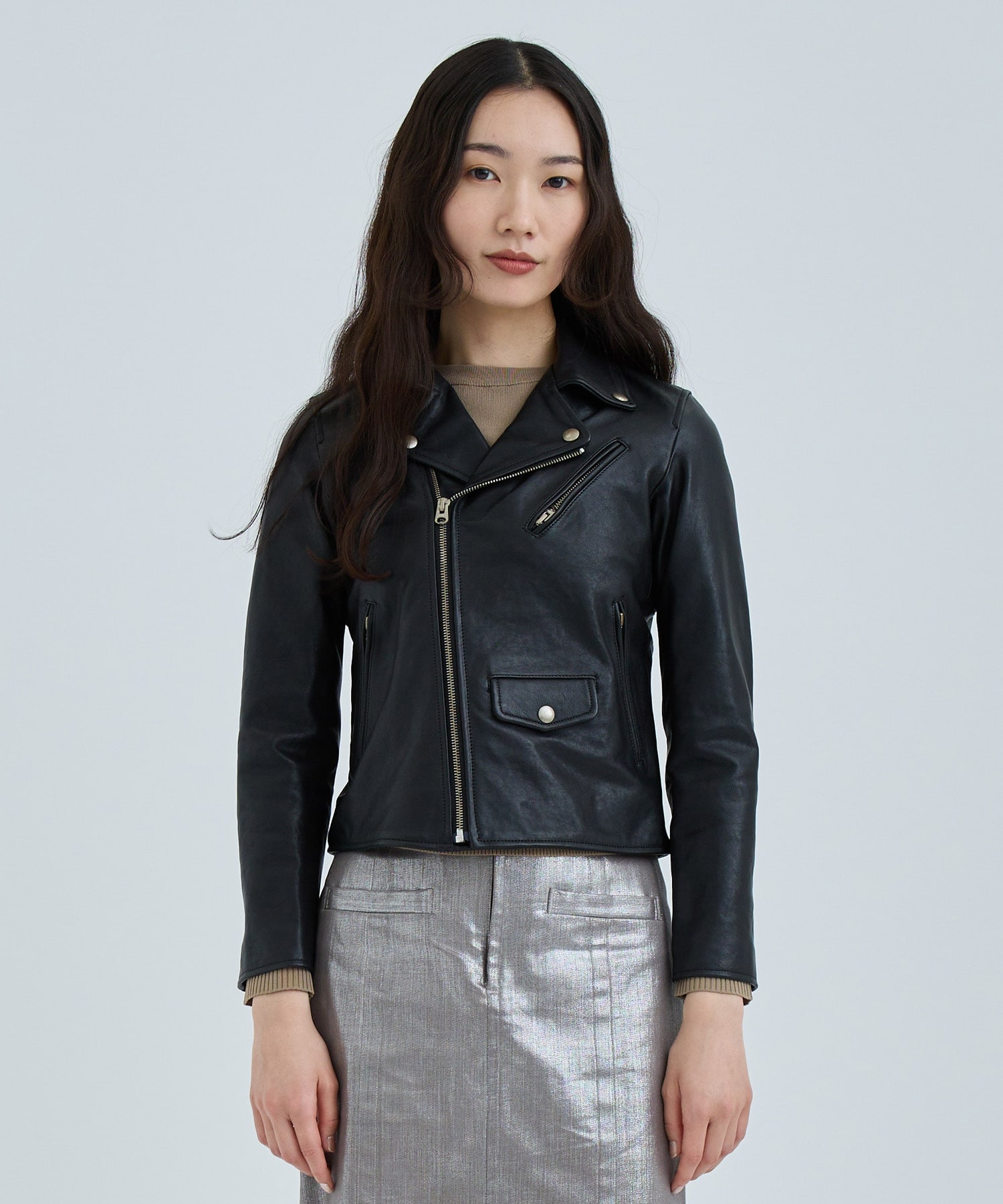 別注vintage leather riders jacket(XS BLACK): beautiful people 