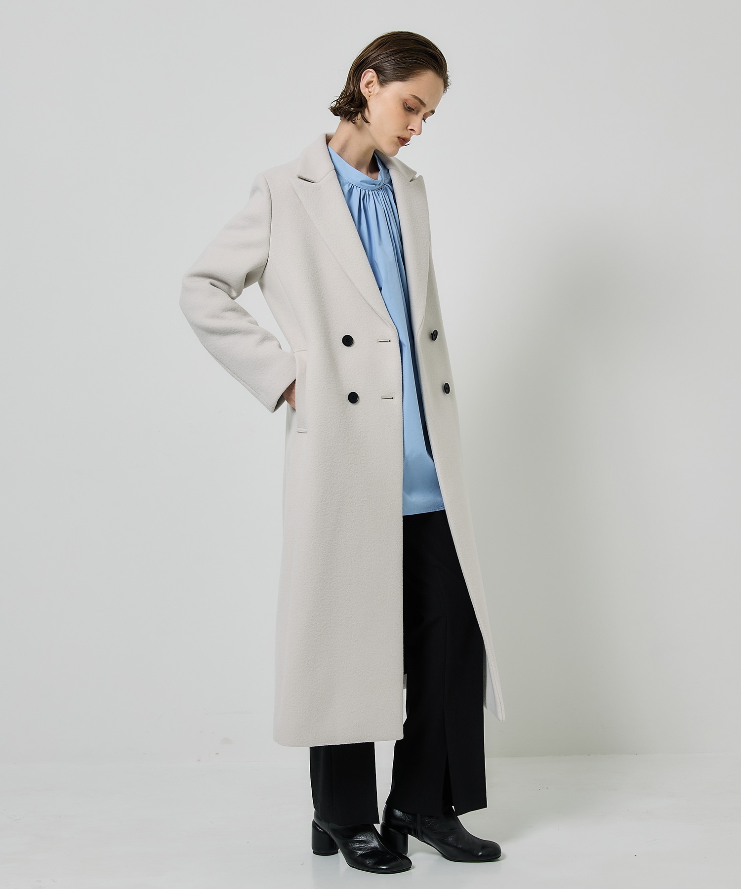 CITY〉SUPER140ナローチェスターコート(1 IVORY): STUDIOUS: WOMENS