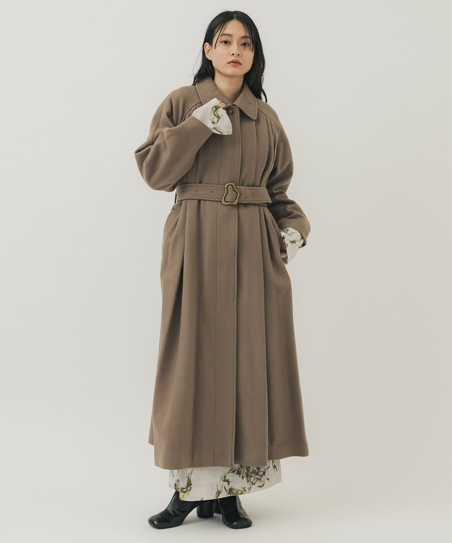 アメリAMERI UND FRONT GATHER OPEN SLEEVE COAT