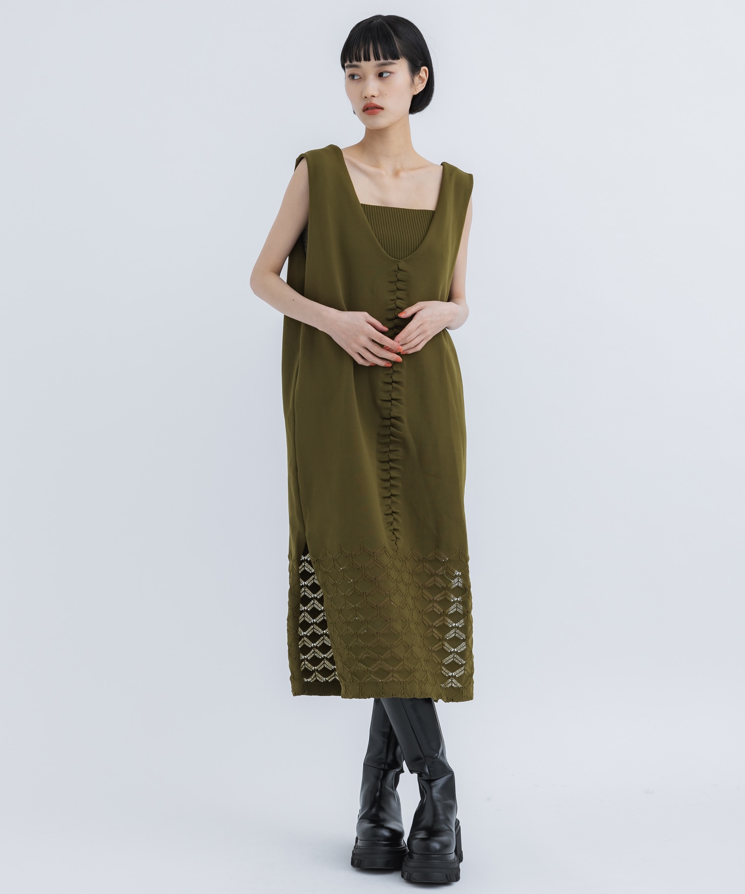 BONE PATTERNED DRESS(FREE KHAKI): TAN: WOMENS｜ STUDIOUS ONLINE