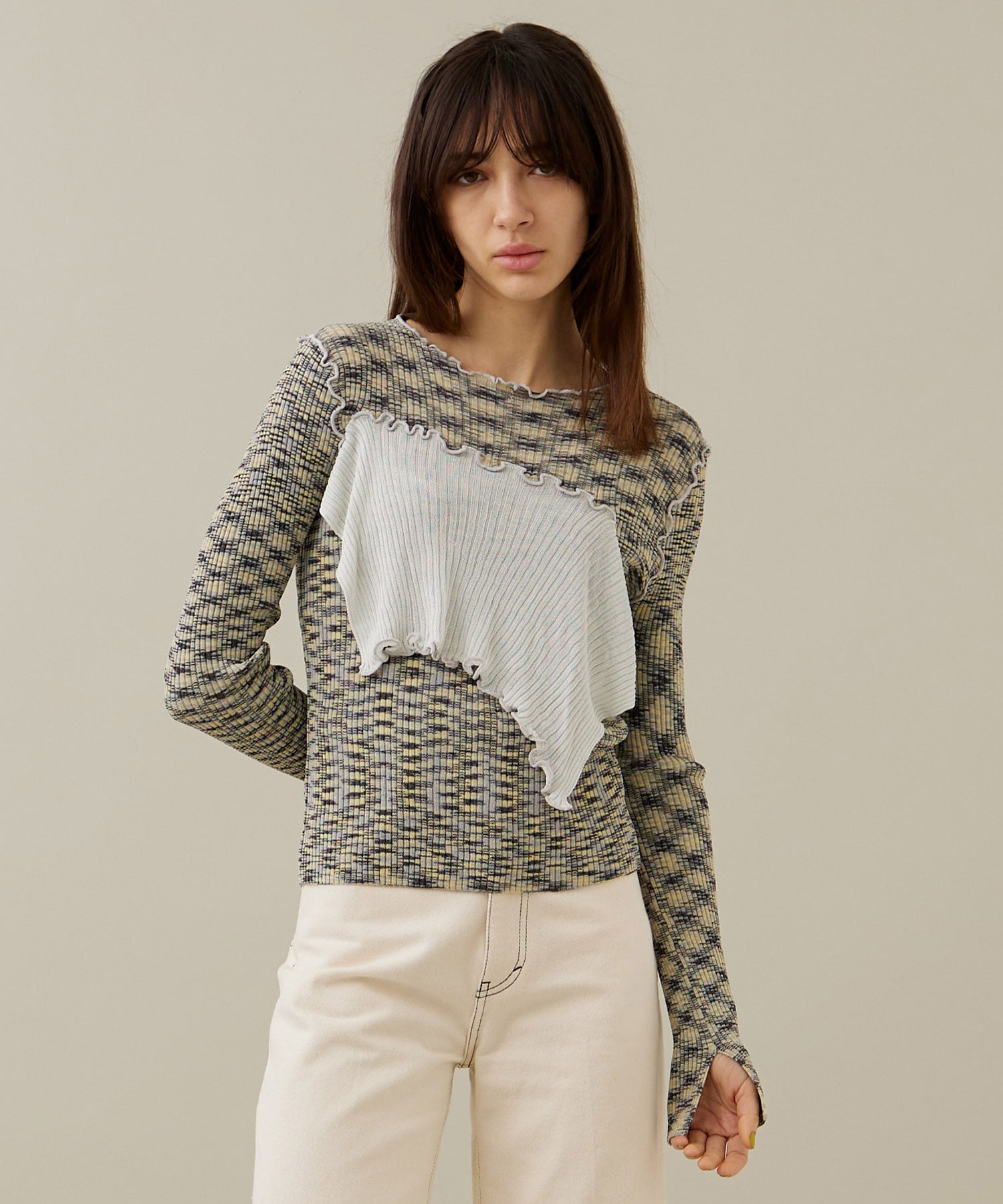 RIB KNIT LONG-SLEEVE TOP RIB KNIT LONG-SLEEVE TOP