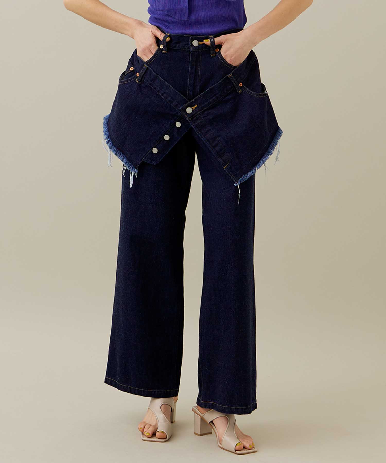 LAYERED DENIM PANTS(S BLUE): kotohayokozawa: WOMENS｜ STUDIOUS