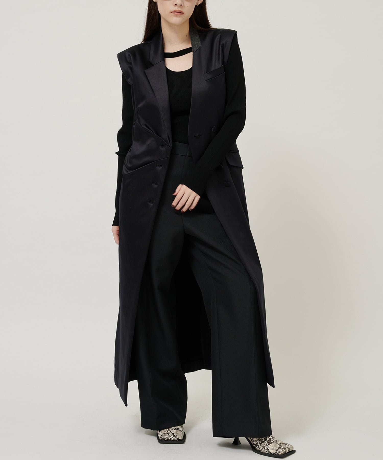 Asymmetric Tailored Dress(1 BLACK): STUDIOUS: WOMENS｜ STUDIOUS 