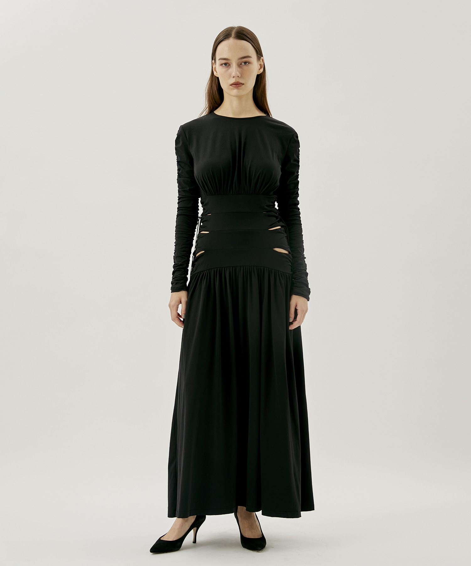 NYLON JERSEY GATHERED DRESS(1 BLACK): FETICO: WOMENS｜ STUDIOUS