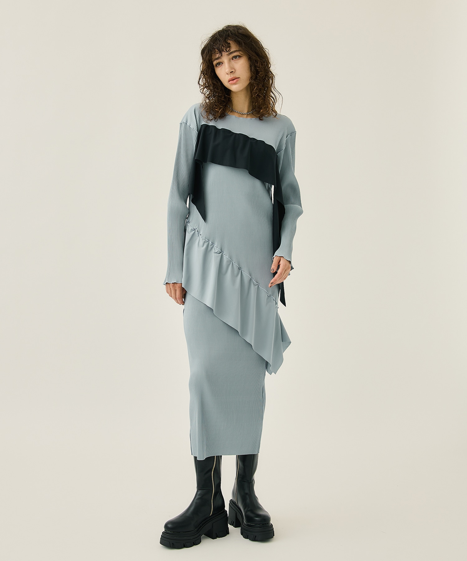 Todo wave long sleeve dress(FREE GREY): kotohayokozawa: WOMENS