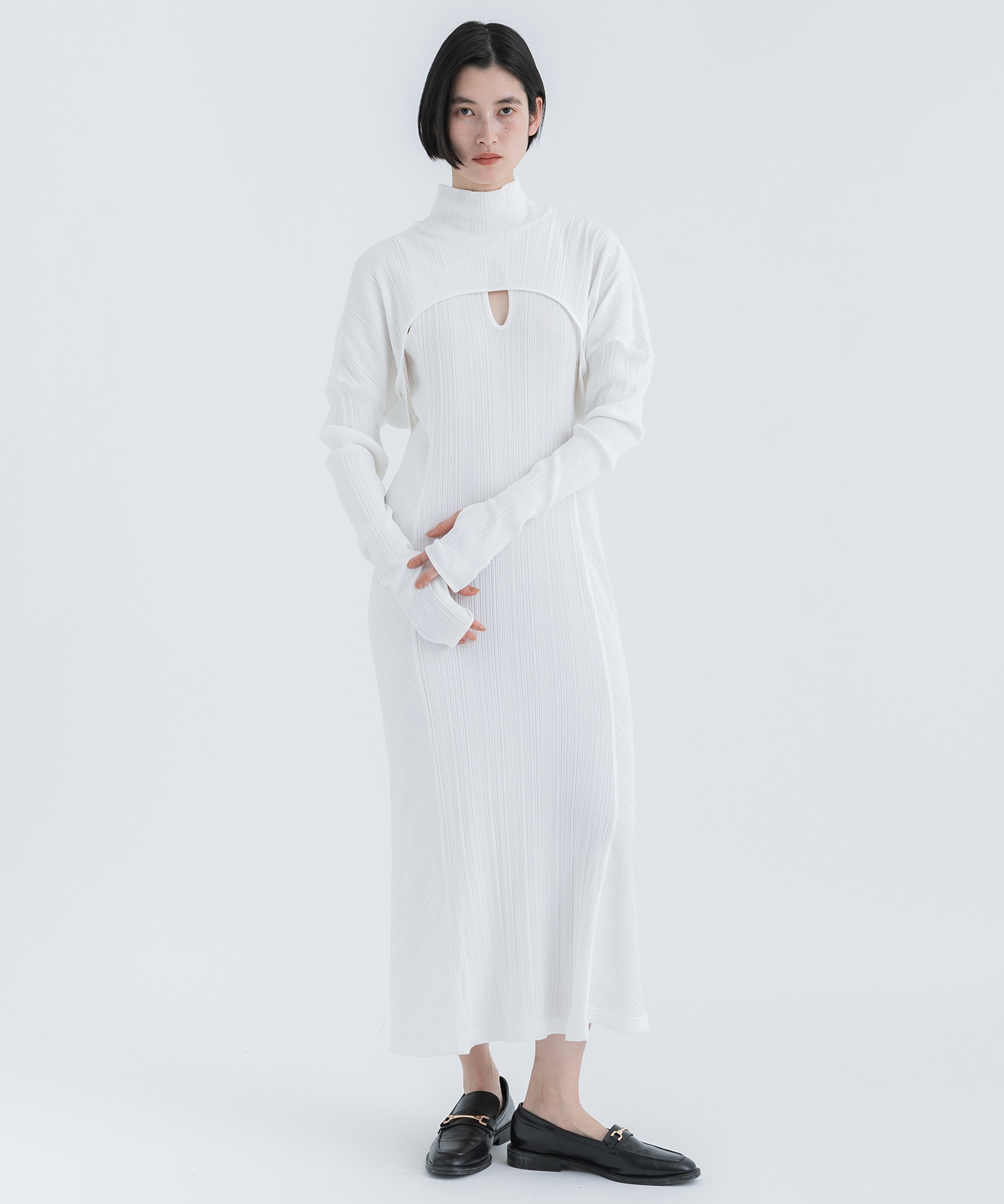 Random Ribbed Organic Cotton 2 way Dress(1 WHITE): Mame Kurogouchi 