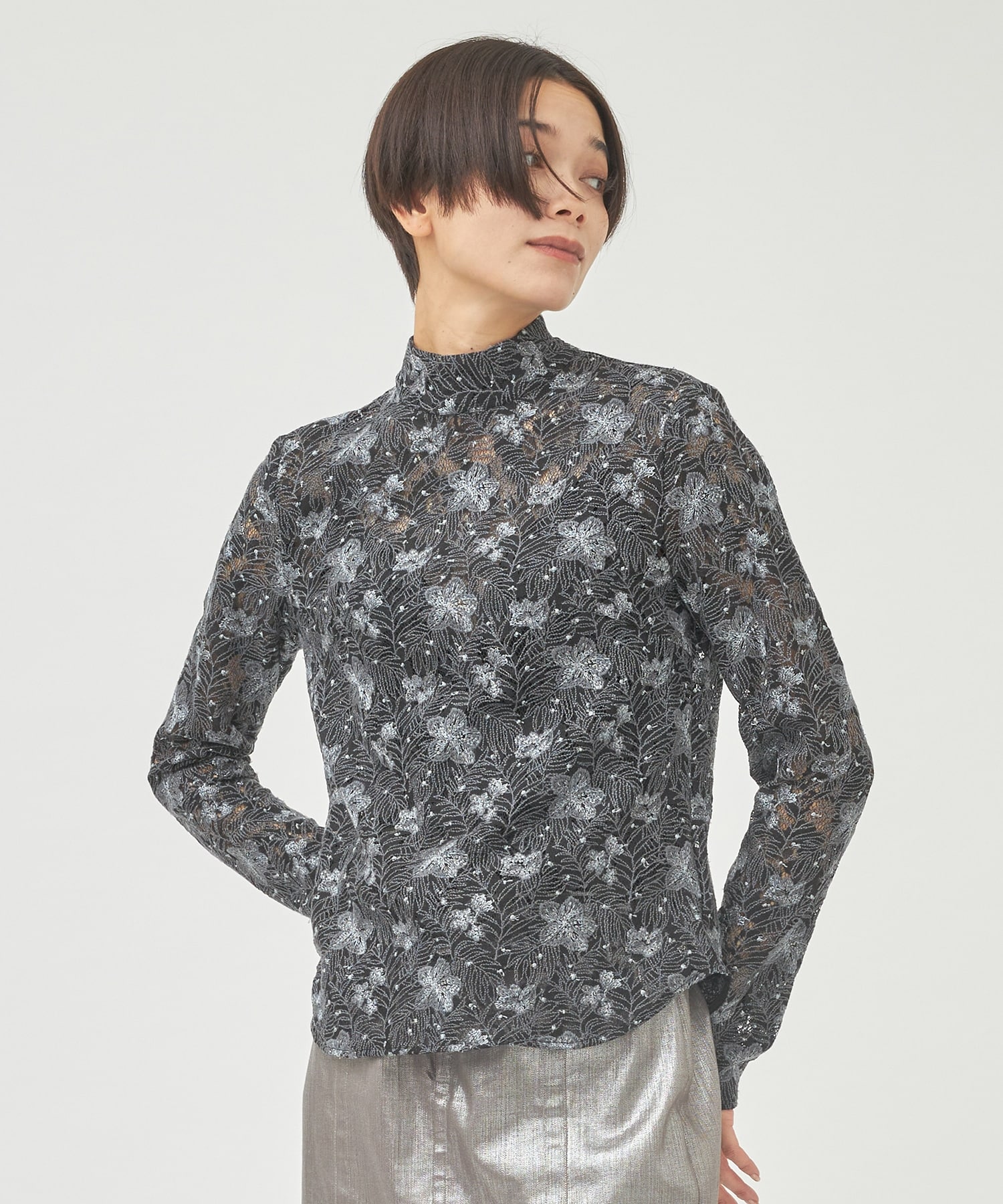 Embroidery Lace Tops(1 GREY): EBONY: WOMENS｜ STUDIOUS ONLINE公式 