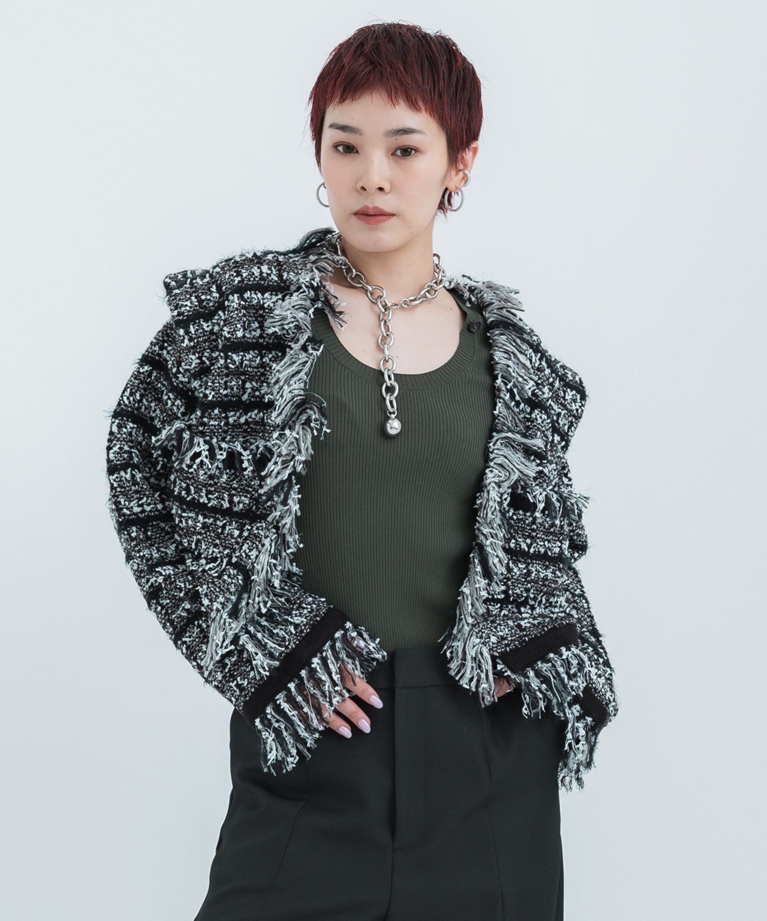 Tweed Knit Jacket(FREE BLACK): STUDIOUS: WOMENS｜ STUDIOUS ONLINE 