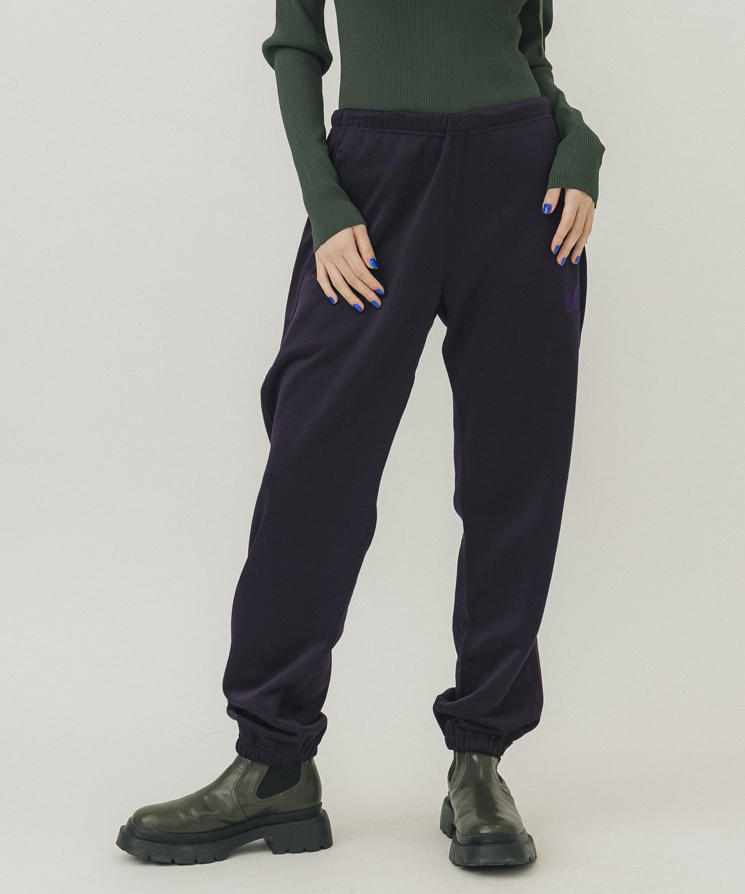 Zipped Sweat Pant - C/PE Bright Jersey(XS GREEN): Needles: WOMENS