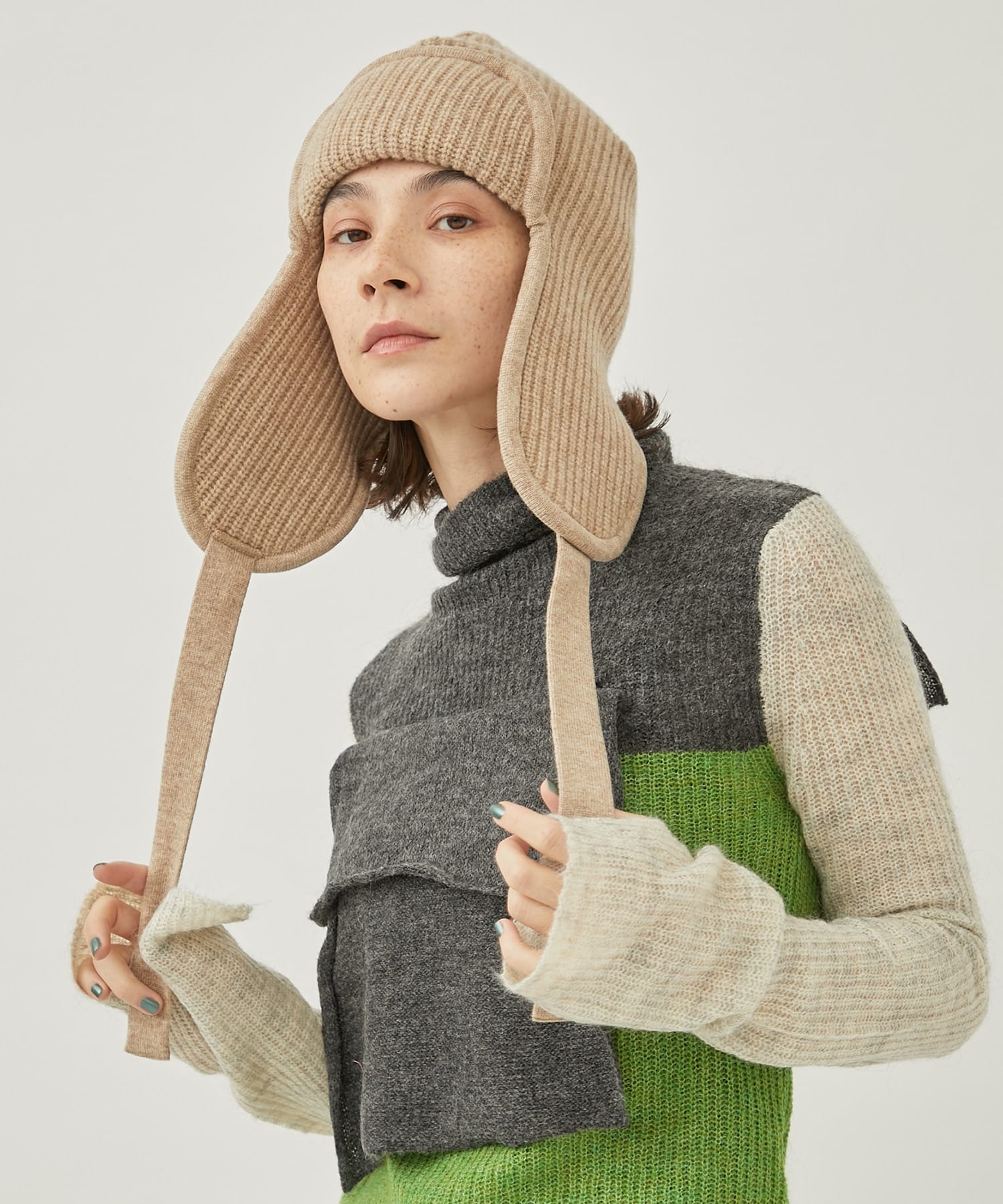 ear cover knit cap(FREE BEIGE): FUMIE=TANAKA: WOMENS｜ STUDIOUS 