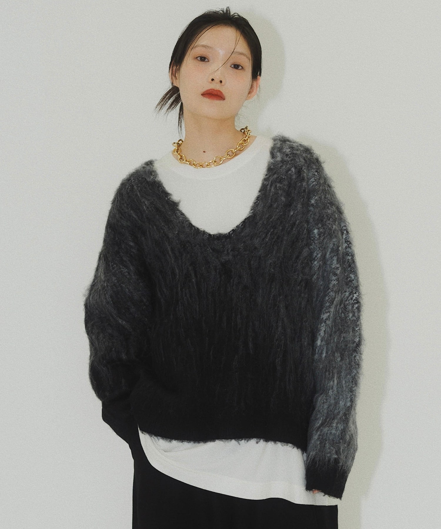 別注Uneck knit pullover(FREE BLACK): KnuthMarf: WOMENS｜ STUDIOUS 