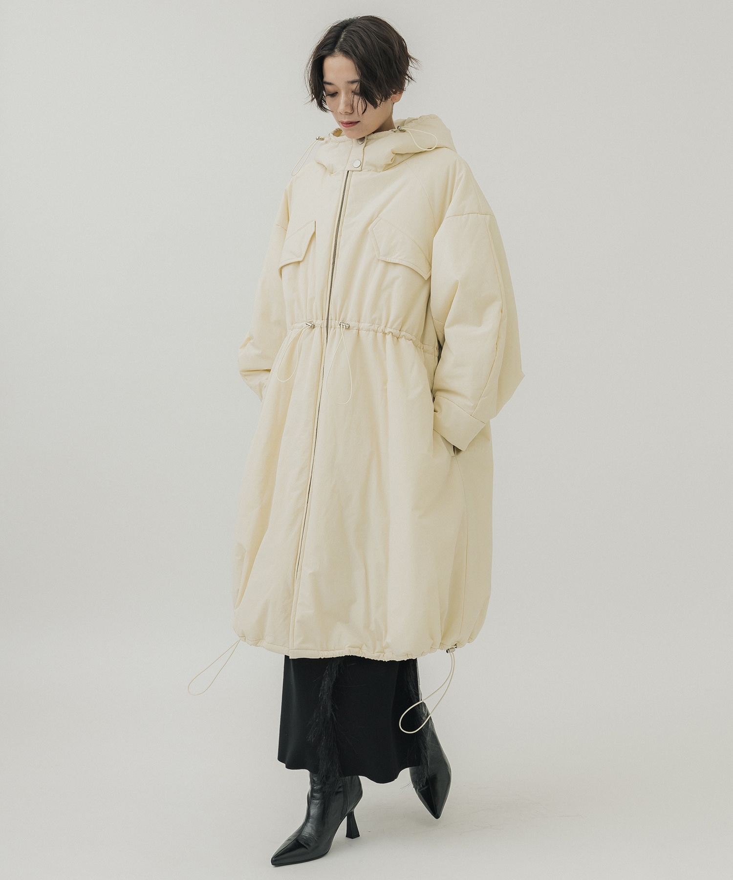 フーディーパディングコート(S OFF WHITE): MECRE: WOMENS｜ STUDIOUS ...