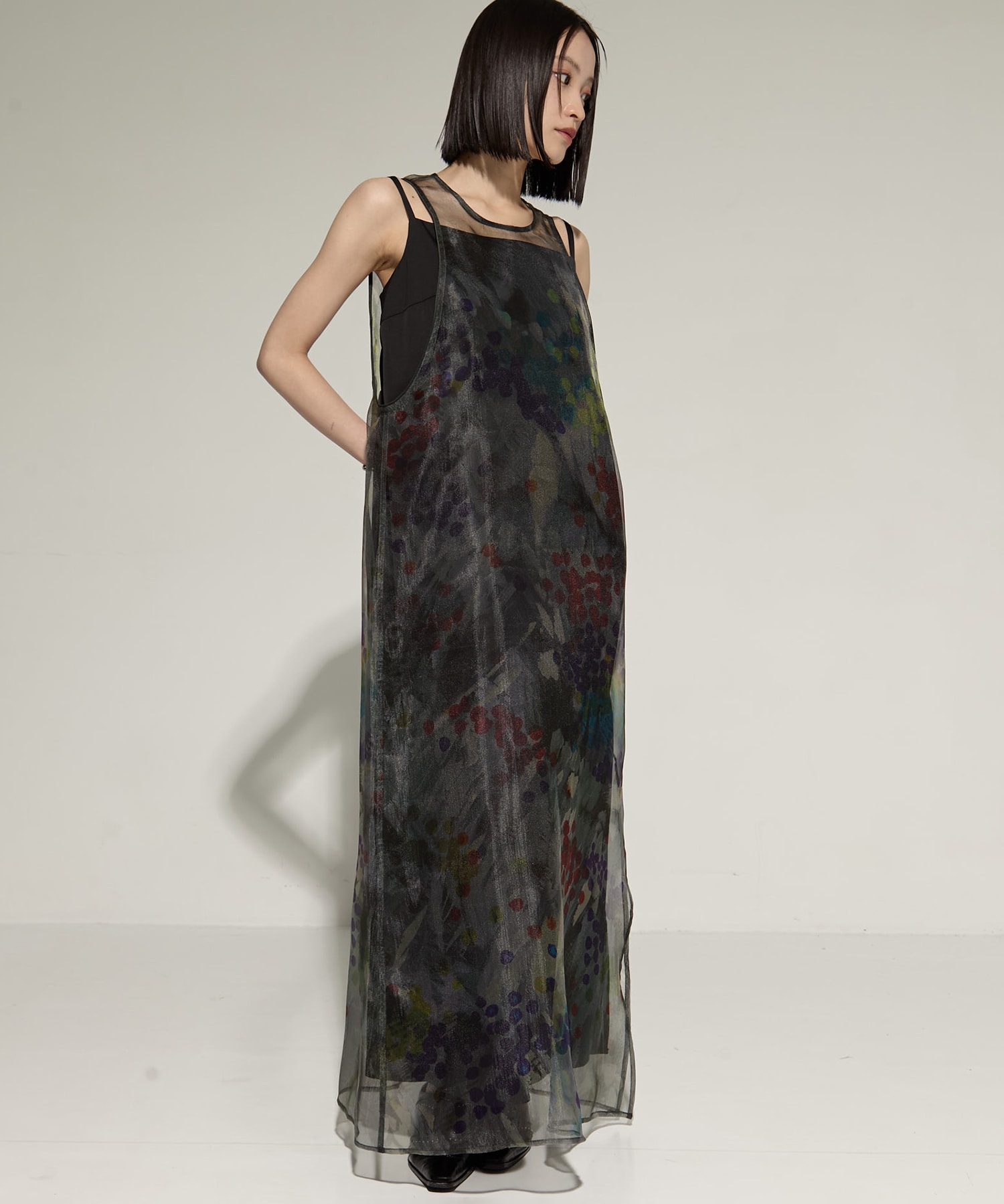STAMP ART LAYERED DRESS(S BLACK): AMERI: WOMENS｜ STUDIOUS