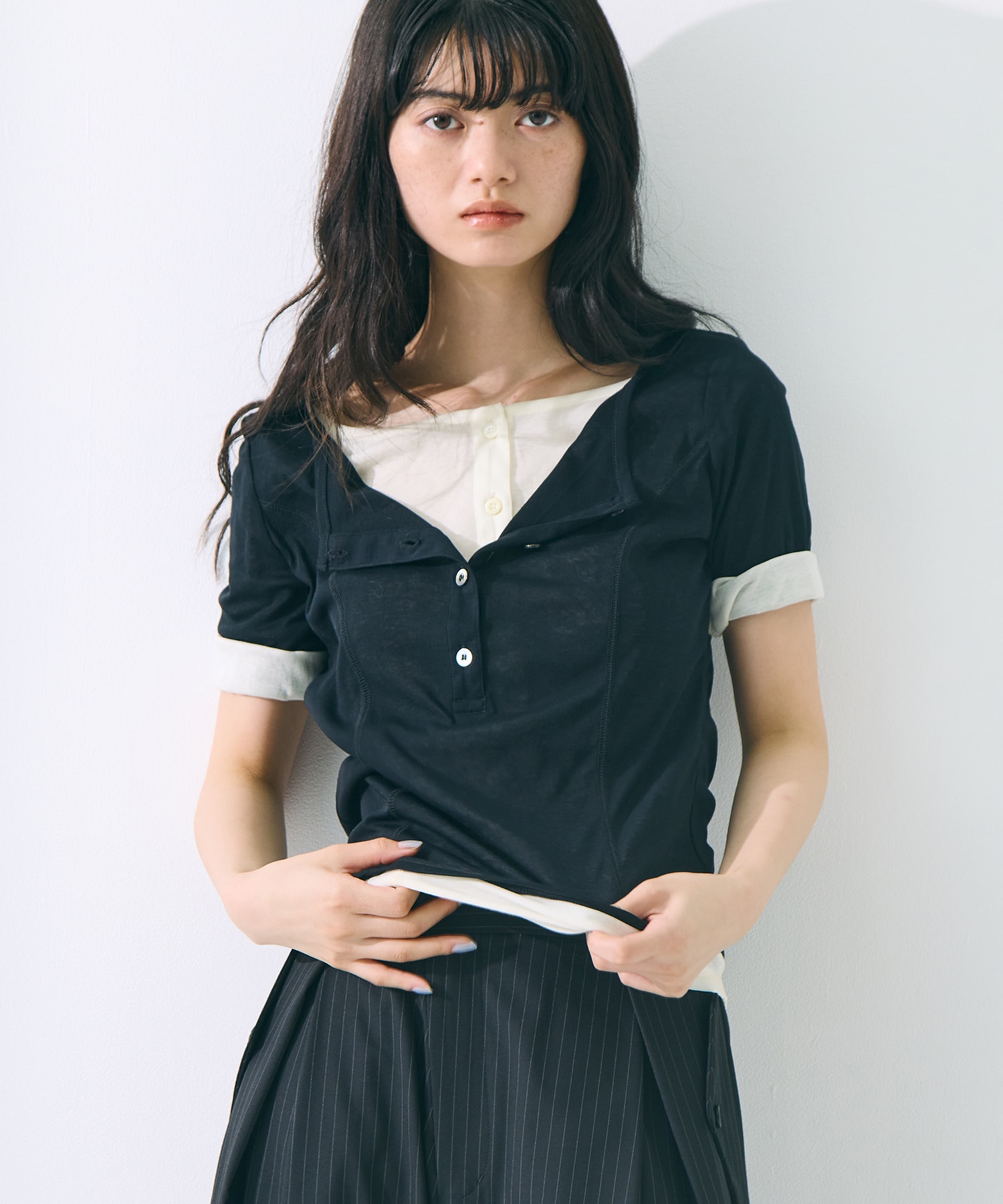 Tシャツ(半袖+袖なし) STUDIOUS - studious 2pac henry neck tee 2Pac Henry Neck Tee(FREE BLACK): STUDIOUS: WOMENS｜ STUDIOUS