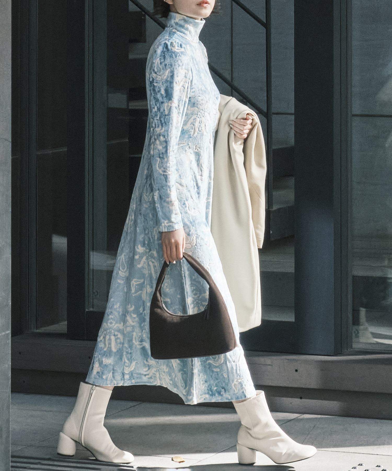 別注 Velour Jersey High Neck Dress(1 LIGHT BLUE): Mame Kurogouchi