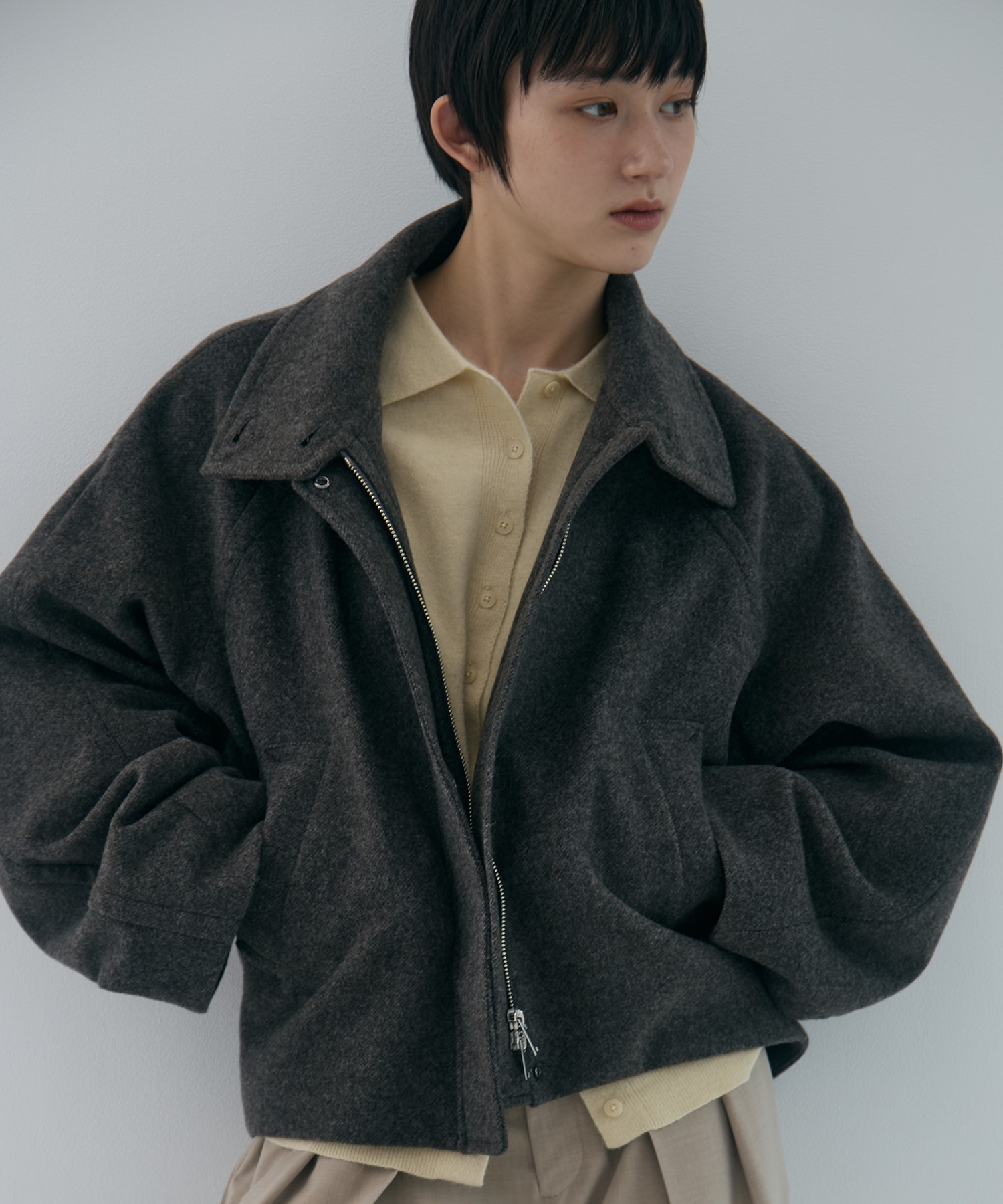 Stand Collar Wool Blouson(1 GREY): STUDIOUS: WOMENS｜ STUDIOUS